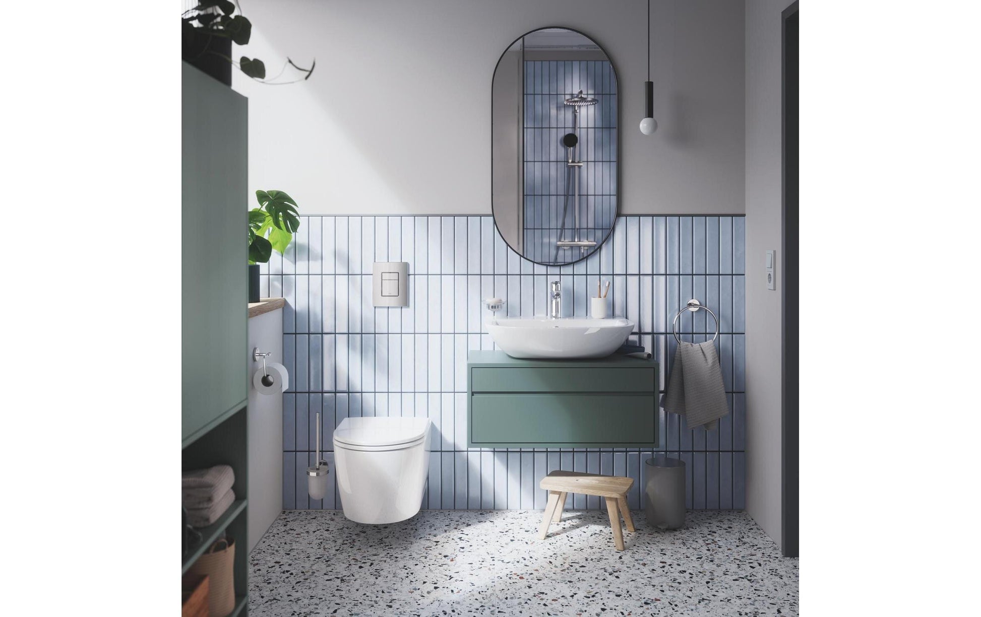 GROHE WC-Bürstenset – Metall Chrom, Klebend, Zum Bohren