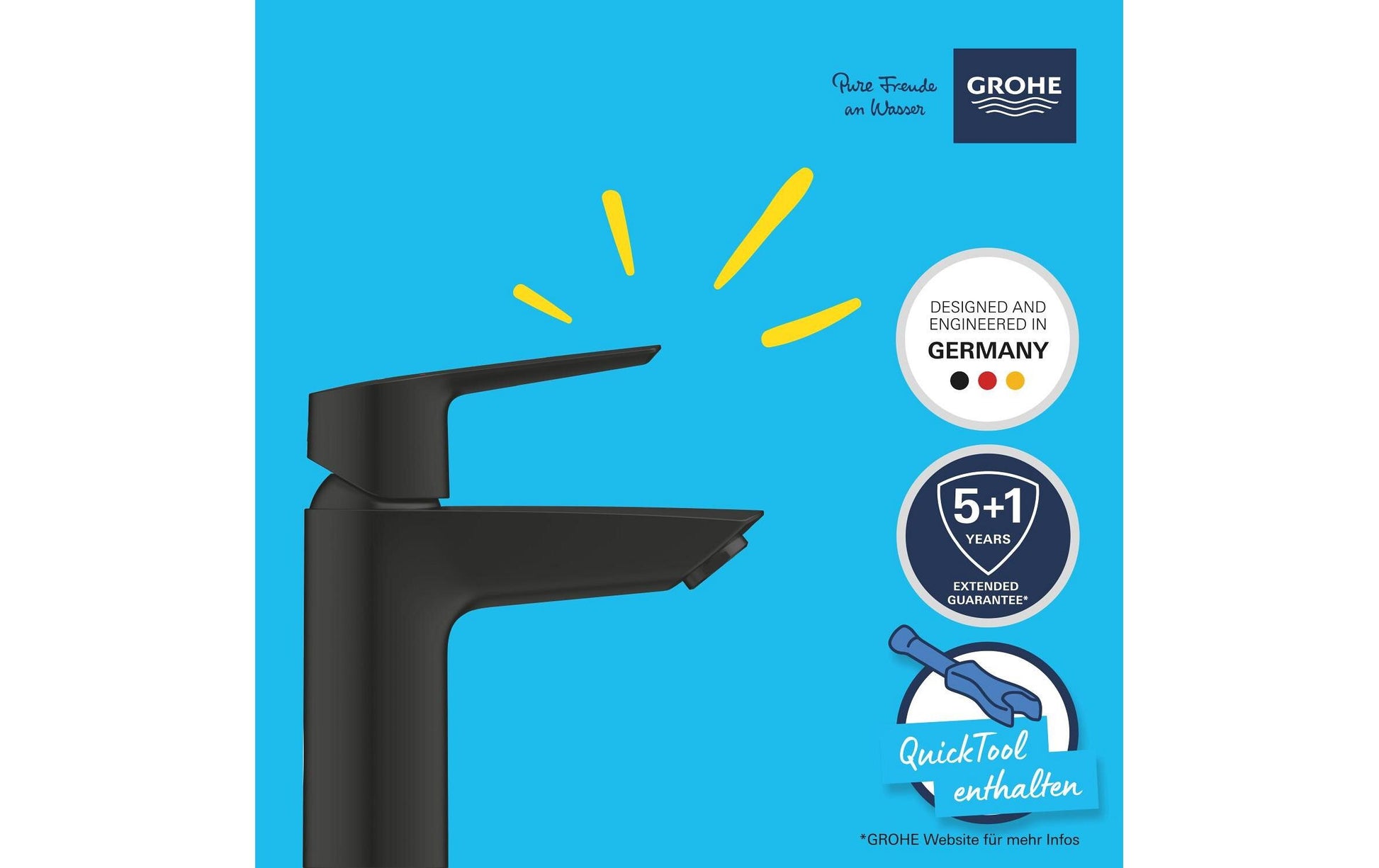 GROHE Start S Unterputz-Badebatterie – Einhebelmischer, Metall, Schwarz