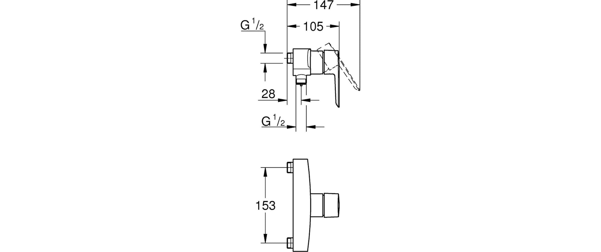GROHE Start Badebatterie (Unterputz) – 15,3 cm, Metall, Schwarz