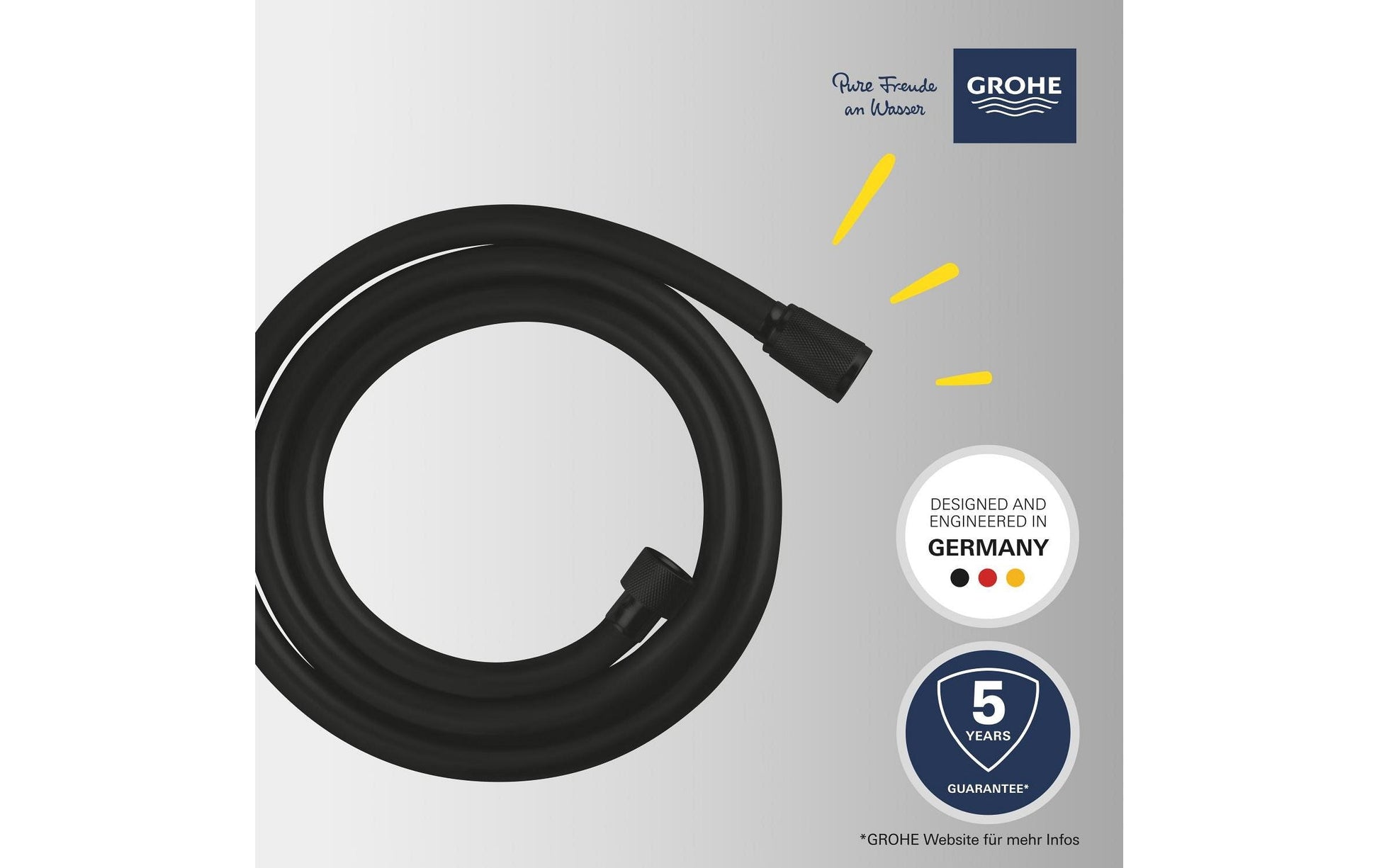 GROHE VitalioFlex Trend Brauseschlauch – 150 cm, Kunststoff, für Duscharmatur, Schwarz