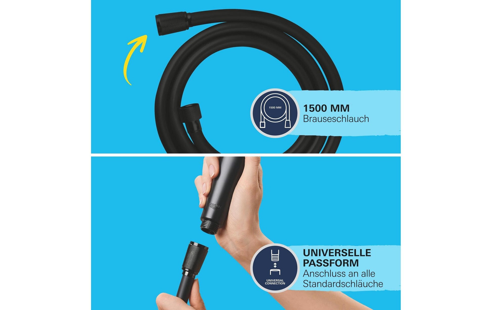 GROHE VitalioFlex Trend Brauseschlauch – 150 cm, Kunststoff, für Duscharmatur, Schwarz