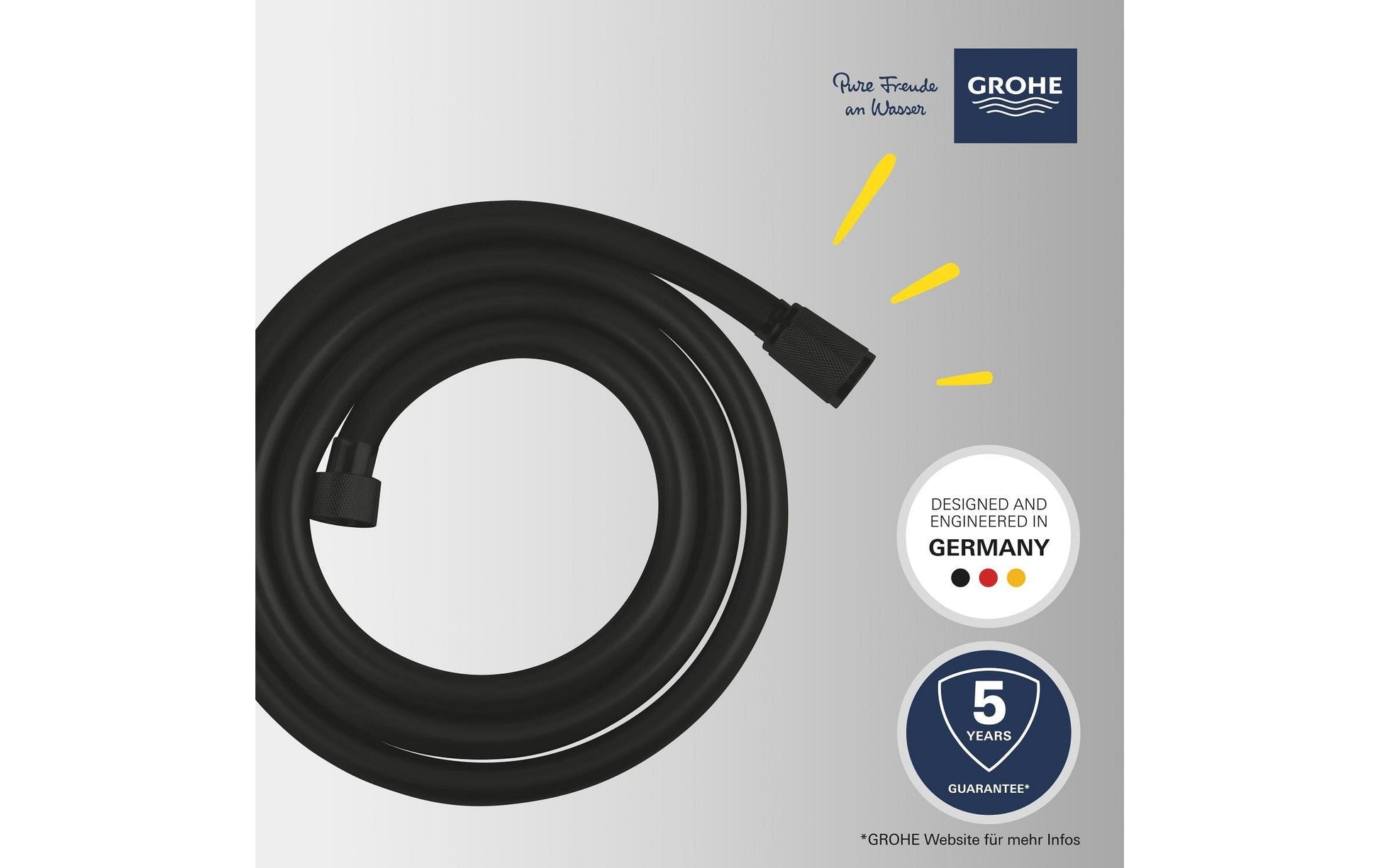 GROHE VitalioFlex Trend Duschschlauch – 175 cm, Kunststoff, 1/2", Schwarz
