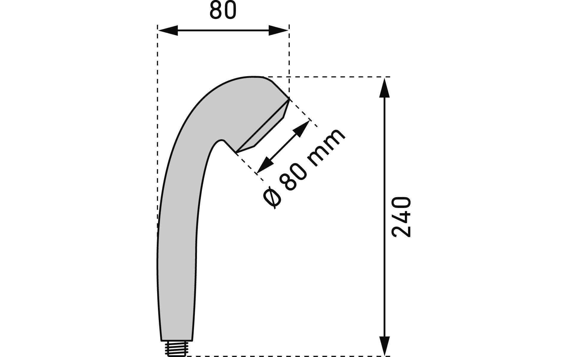 Diaqua Handbrause Duchessa – 24×8 cm, ABS/Silikon, Chrom