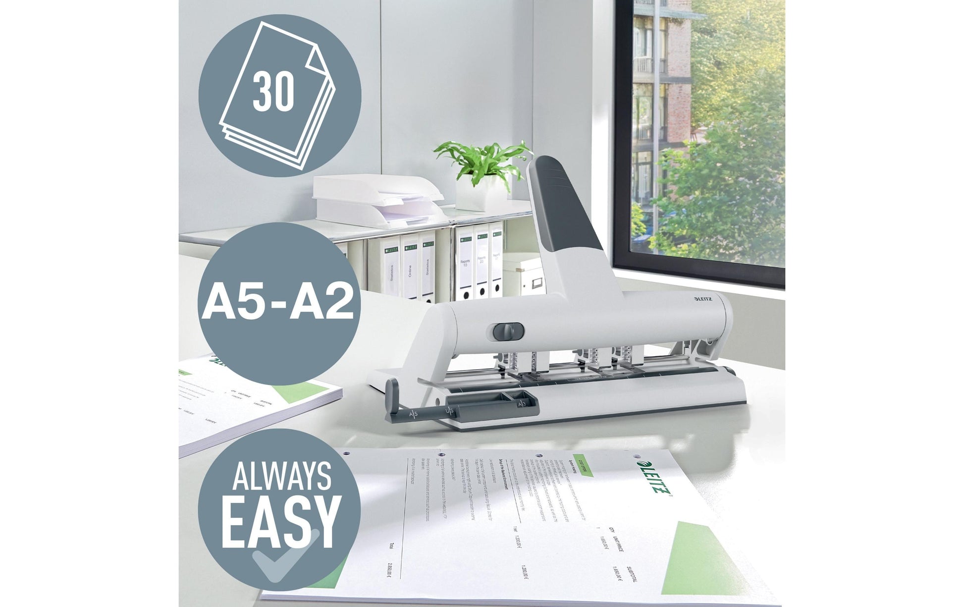 Leitz Mehrfachlocher – für Formate bis A2, Schlitz 6 mm