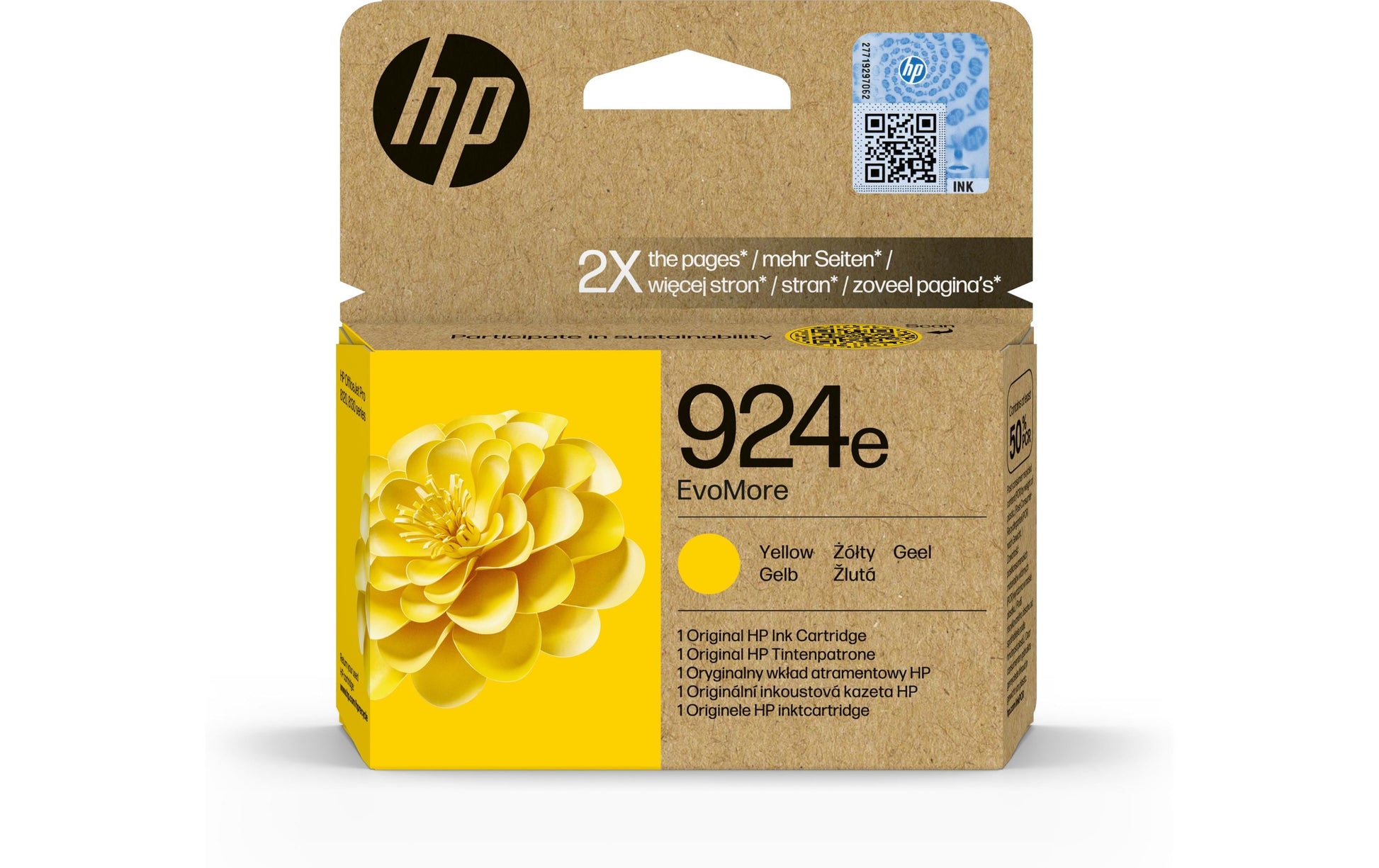 HP 924eXL Gelbe Tintenpatrone (Original) – 800 Seiten – für HP OfficeJet Pro 8120e/8130e – 4K0U9NE