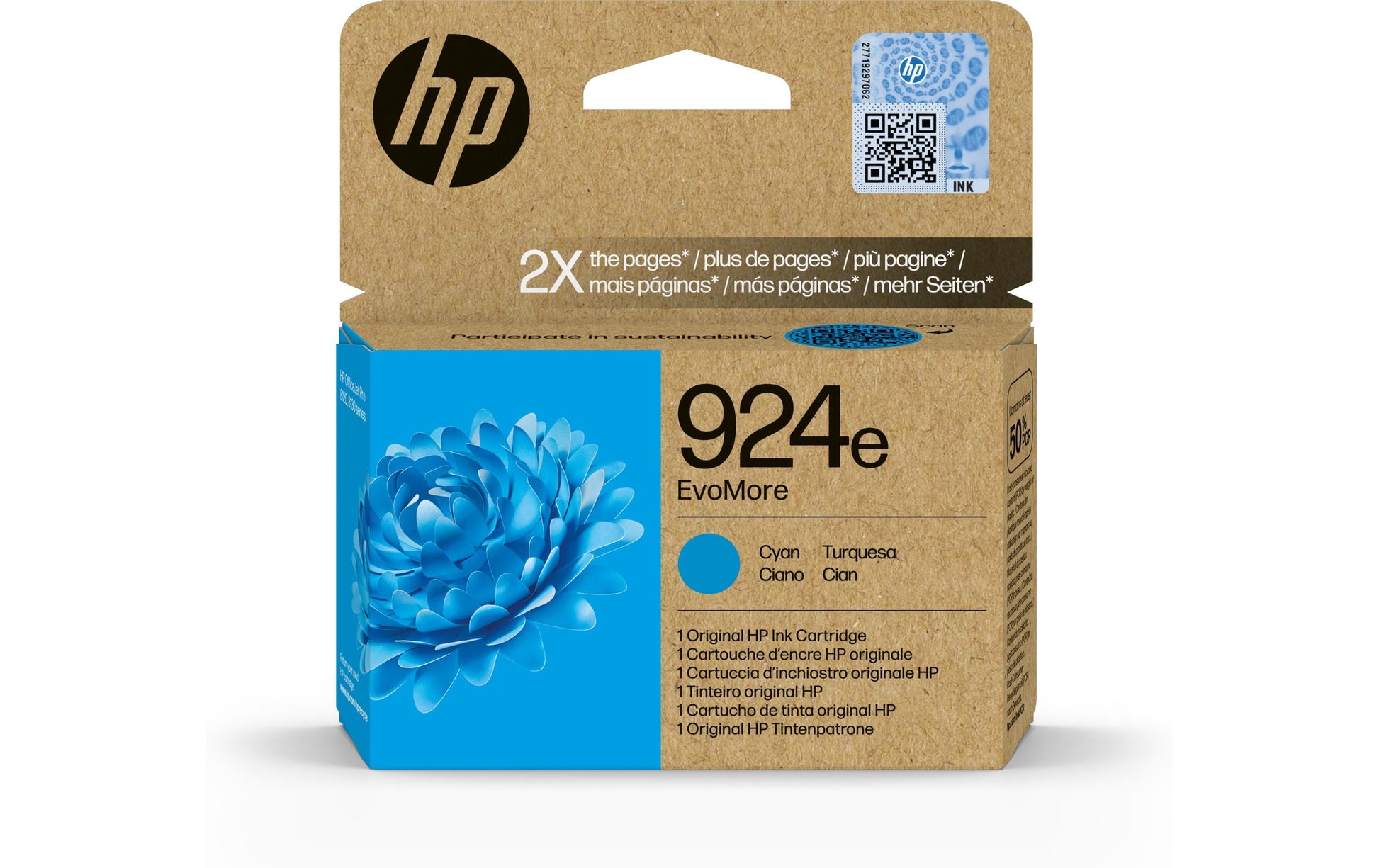 HP 924eXL Cyan Tintenpatrone (Original) – 800 Seiten – für HP OfficeJet Pro 8120e/8130e – 4K0U7NE
