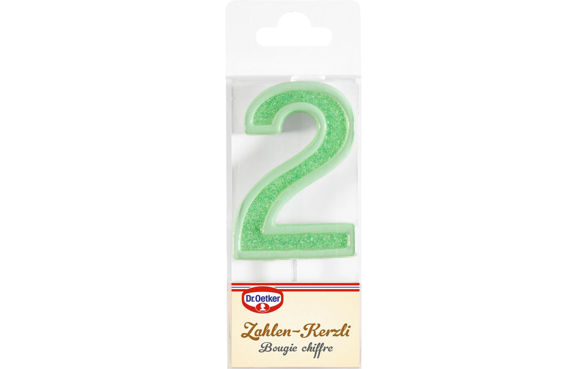 Dr. Oetker Geburtstagskerzen Zahl 2 – Hellgrün – 13,5 cm – 1 Stk