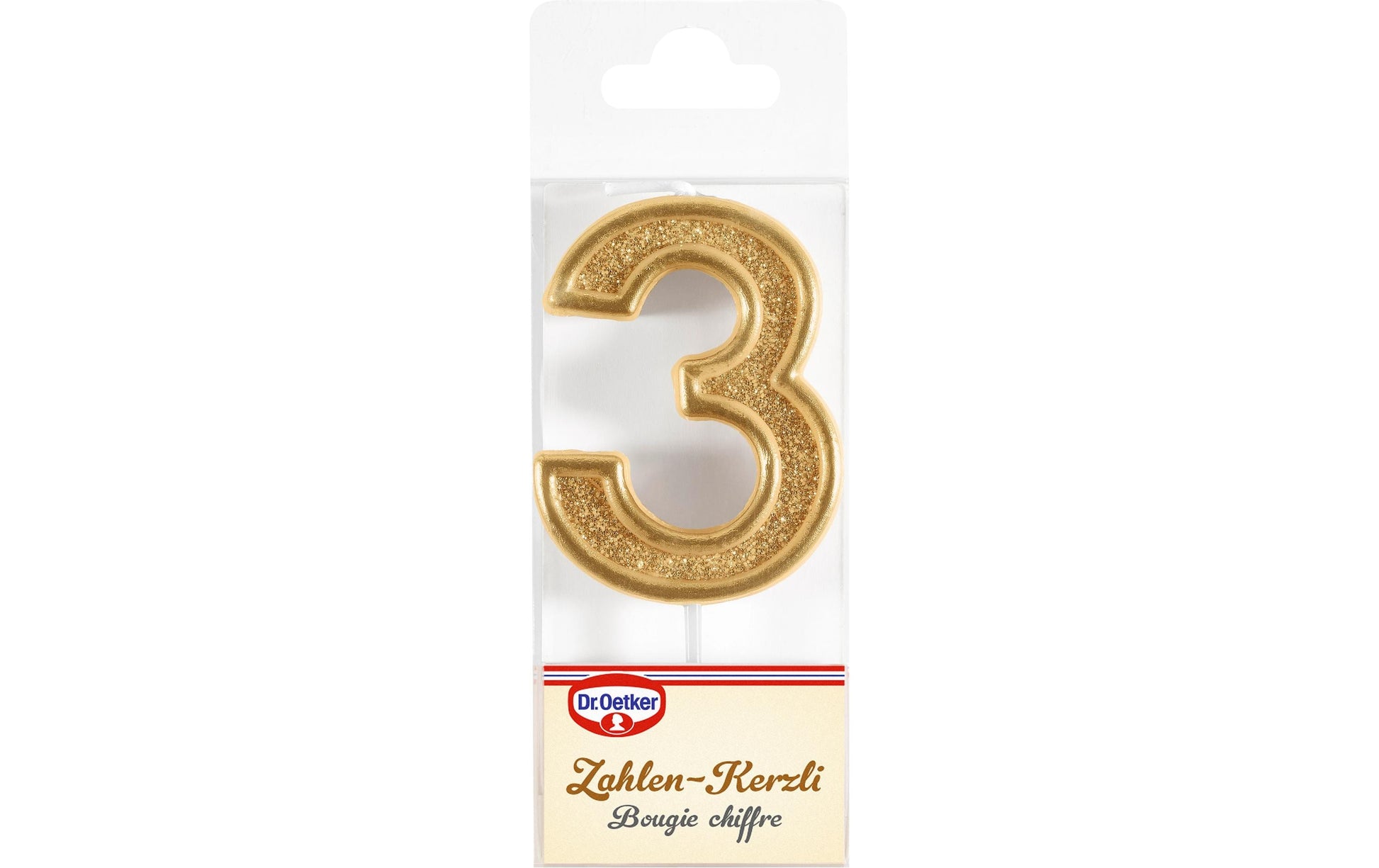 Dr. Oetker Geburtstagskerzen Zahl 3 – mehrfarbig – 50 × 135 mm – 1 Stk