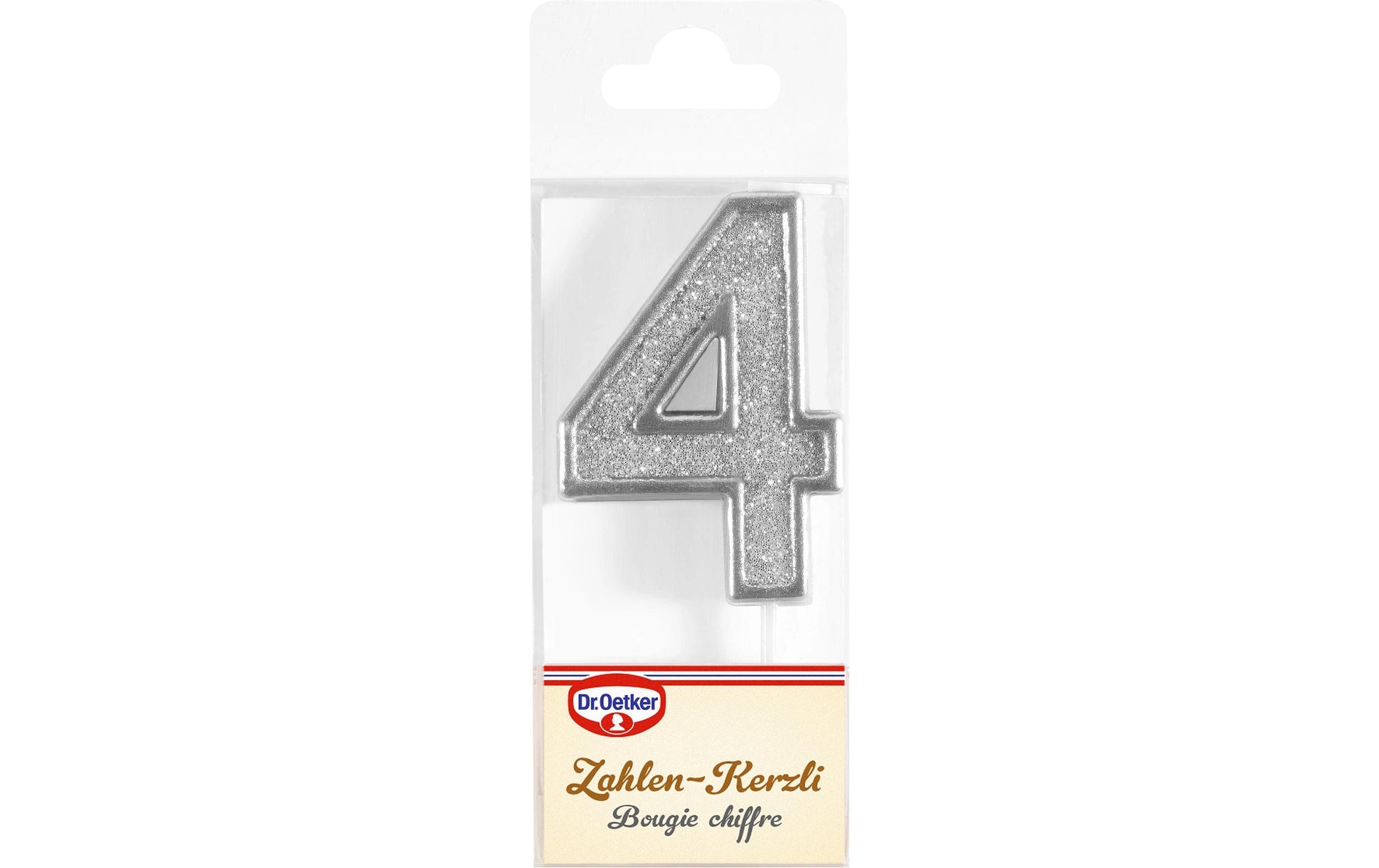 Dr. Oetker Geburtstagskerzen Zahl 4 – mehrfarbig – 5 × 13,5 × 0,1 cm – 1 Stk
