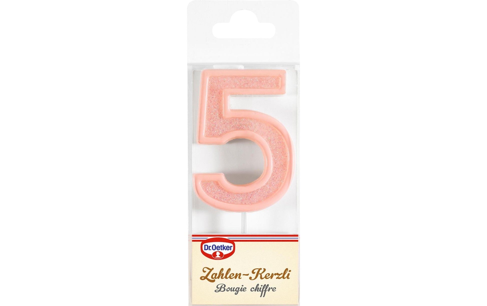 Dr. Oetker Geburtstagskerze Zahl 5 – Altrosa – 50 × 135 × 1,4 mm – 1 Stk