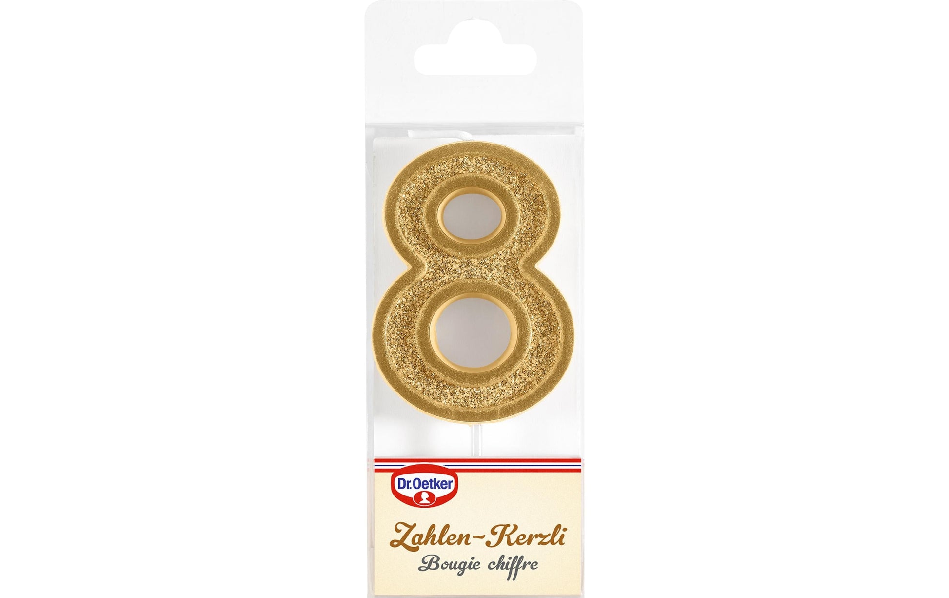 Dr. Oetker Geburtstagskerzen Zahl 8 – Gelb – 13,5 cm – 1 Stk