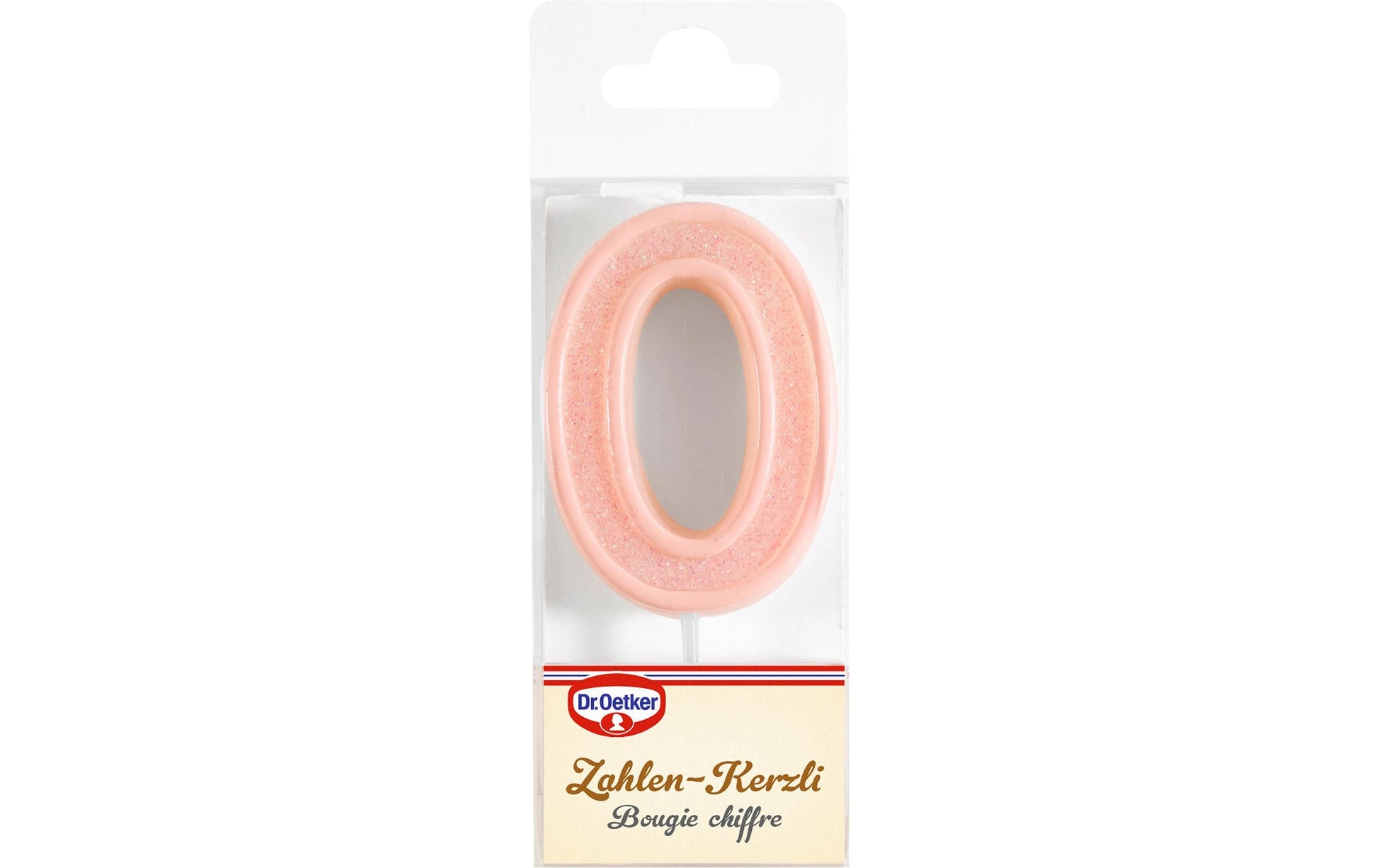 Dr. Oetker Geburtstagskerzen Zahl 0 – Hellrosa – 5 × 13,5 × 0,1 cm – 1 Stk