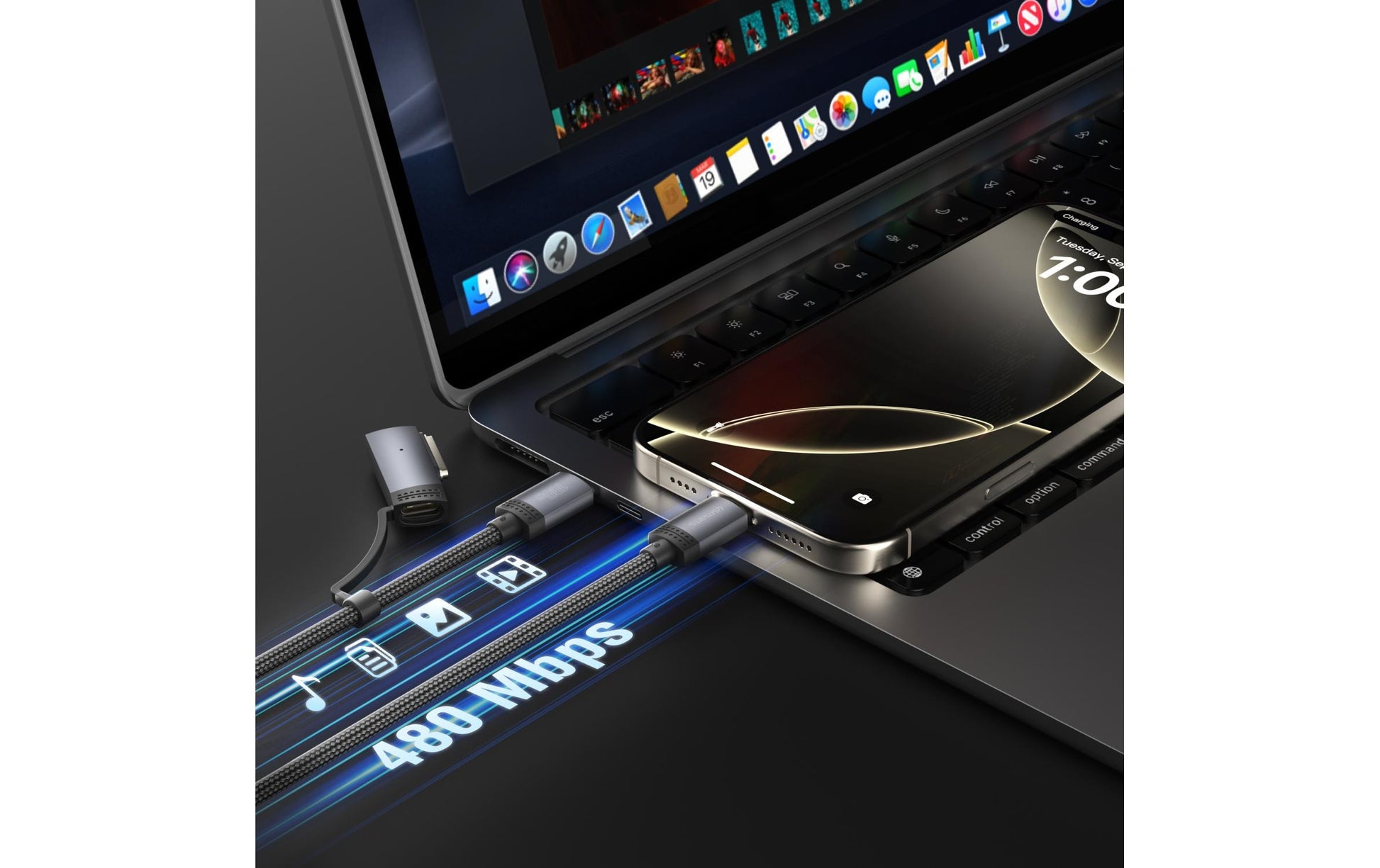 4smarts USB-Kabel, USB-C zu MagSafe 3, 2 m, USB 3, Lade-/Datenkabel
