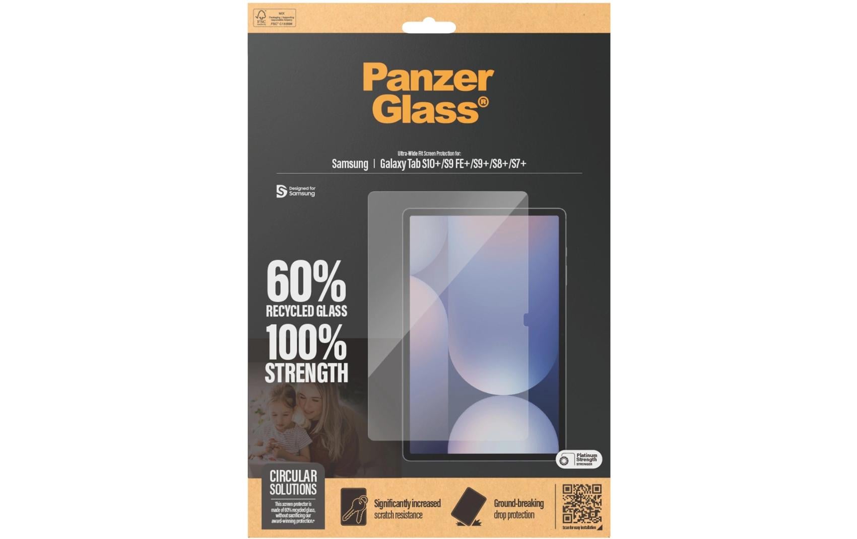 PanzerGlass Panzerglas für Galaxy Tab S7+–S10+ 12,4" – Anti-Fingerprint, stossfest