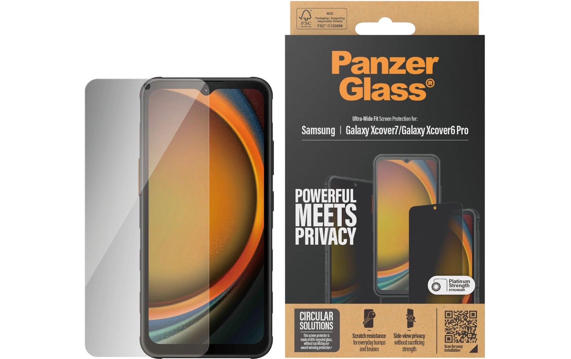 PanzerGlass Ultra-Wide Fit Privacy Displayschutzglas – für Galaxy Xcover 7/Xcover 6 Pro
