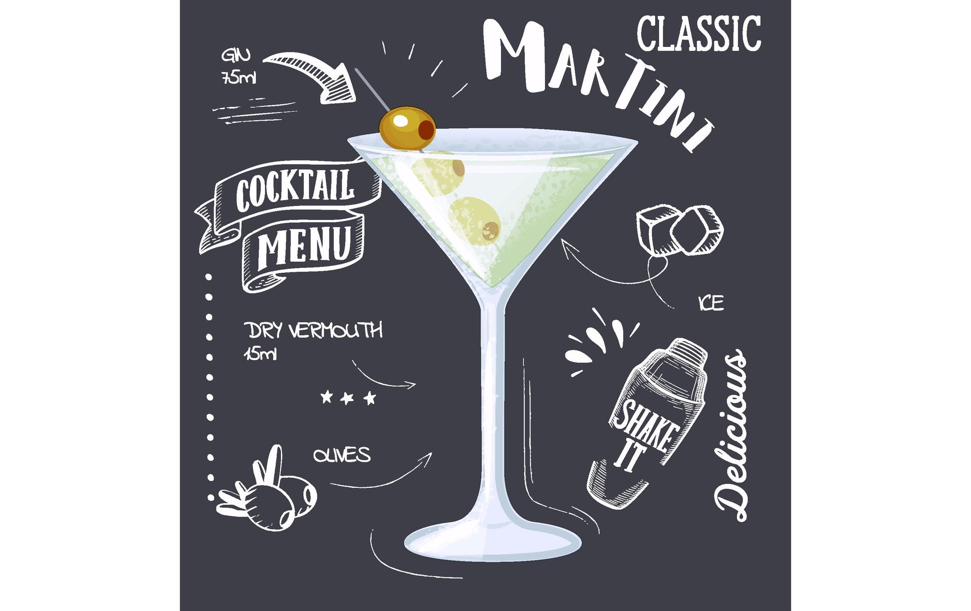 Paper + Design Servietten Martini Black – 24 × 24 cm, 3-lagig – 20 Stück