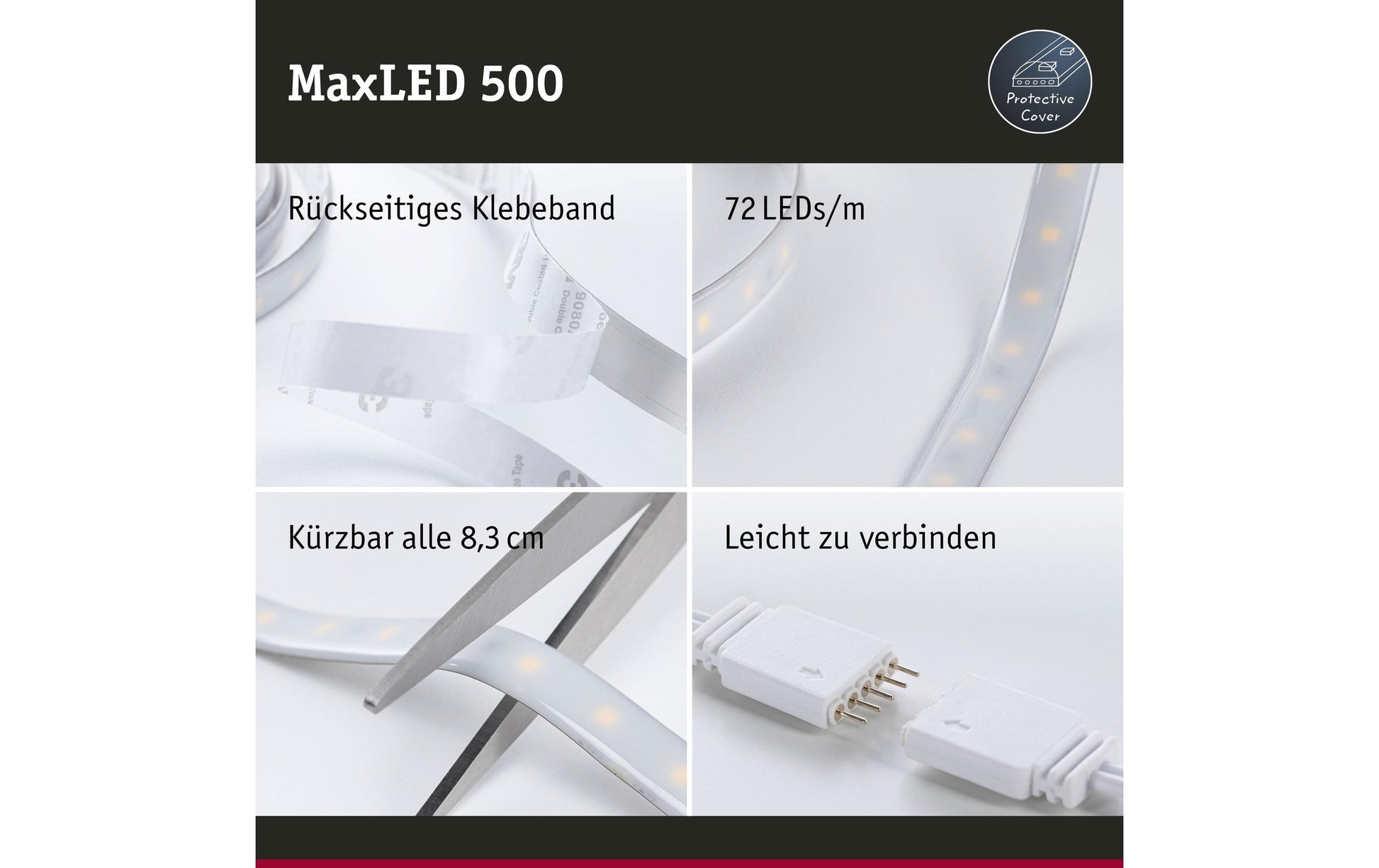 Paulmann LED-Strip MaxLED 500 TW – Starter-Set, 3 m, 1740 lm, 20 W, 3000–6500 K, dimmbar, weiss