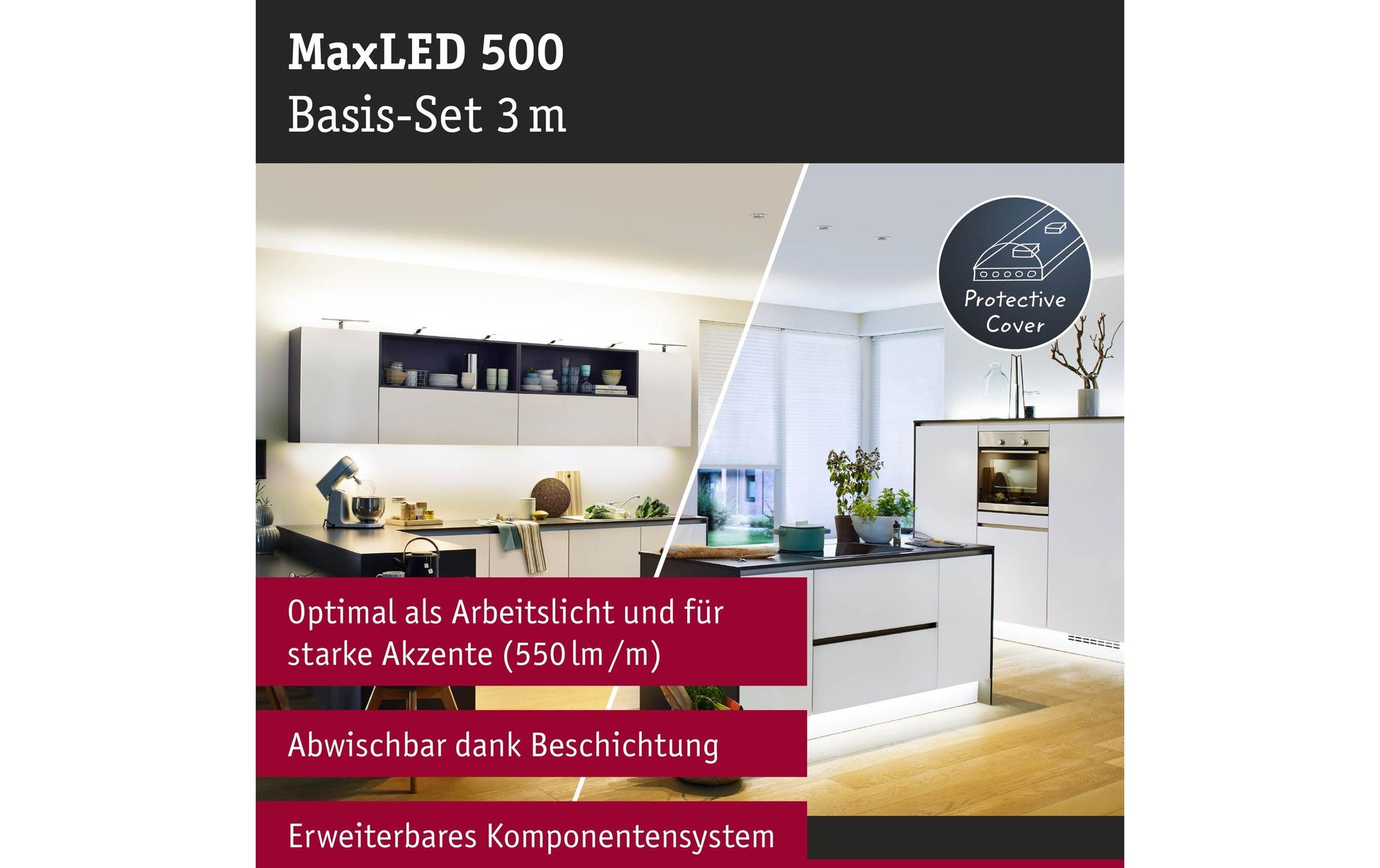 Paulmann LED-Strip MaxLED 500 TW – Starter-Set, 3 m, 1740 lm, 20 W, 3000–6500 K, dimmbar, weiss