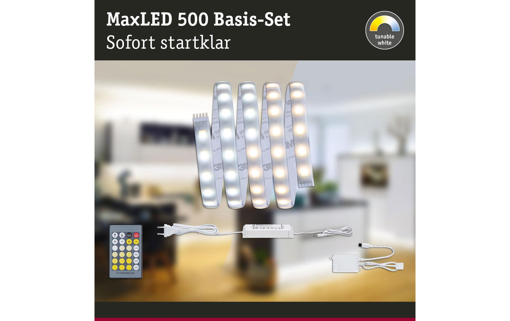 Paulmann LED-Strip MaxLED 500 TW – 1,5 m, 750 lm, 10 W, 3000–6500 K, dimmbar, silber