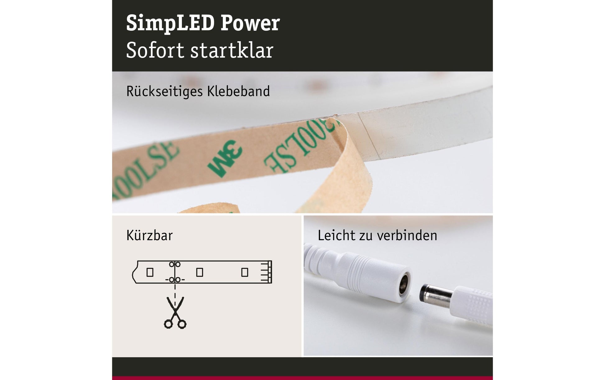 Paulmann LED-Strip – 5 m, 5500 lm, 50 W, 3000 K, dimmbar, weiss, mit Netzteil
