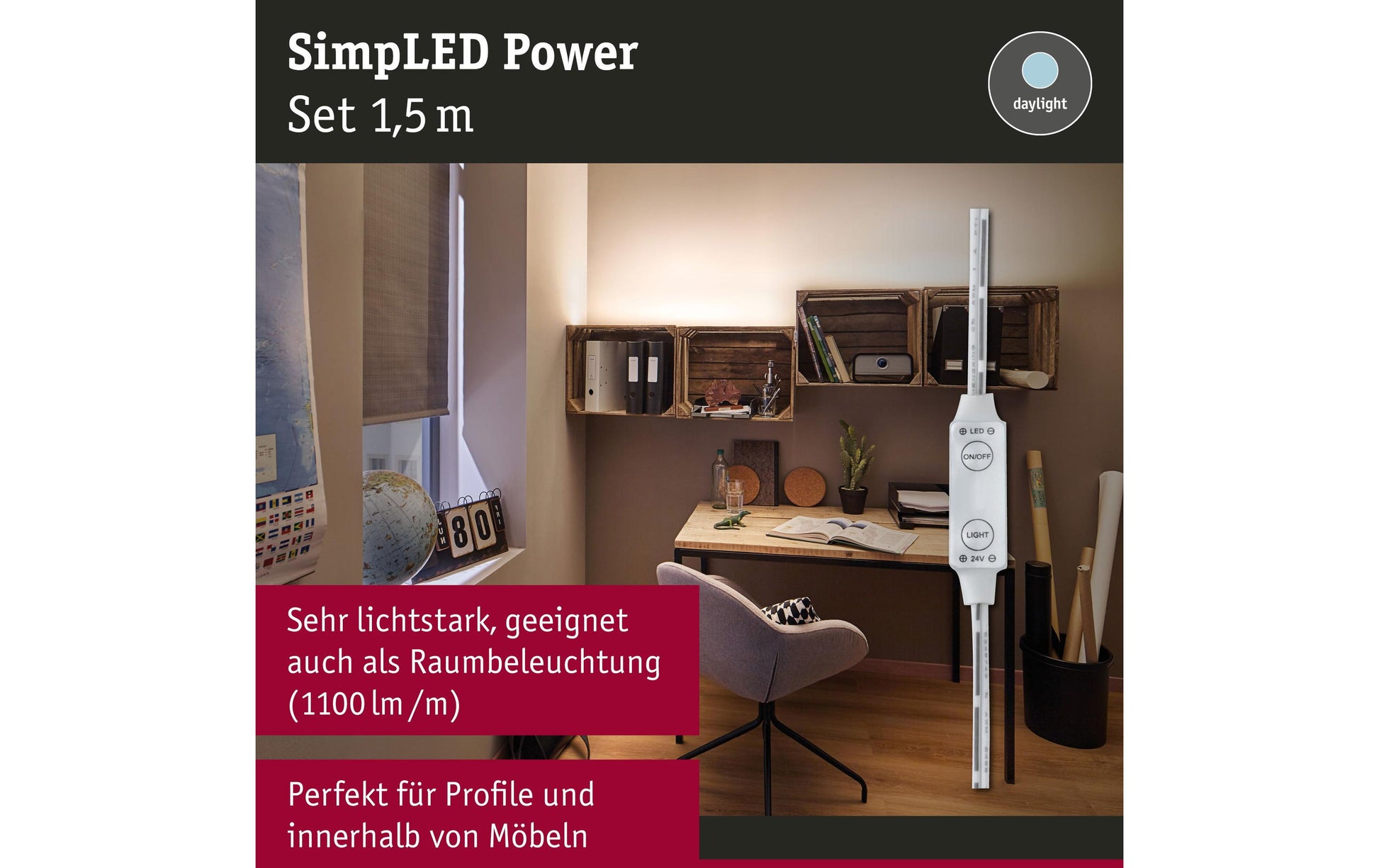 Paulmann LED-Strip – 1,5 m, 1650 lm, 17 W, 4000 K, dimmbar, weiss