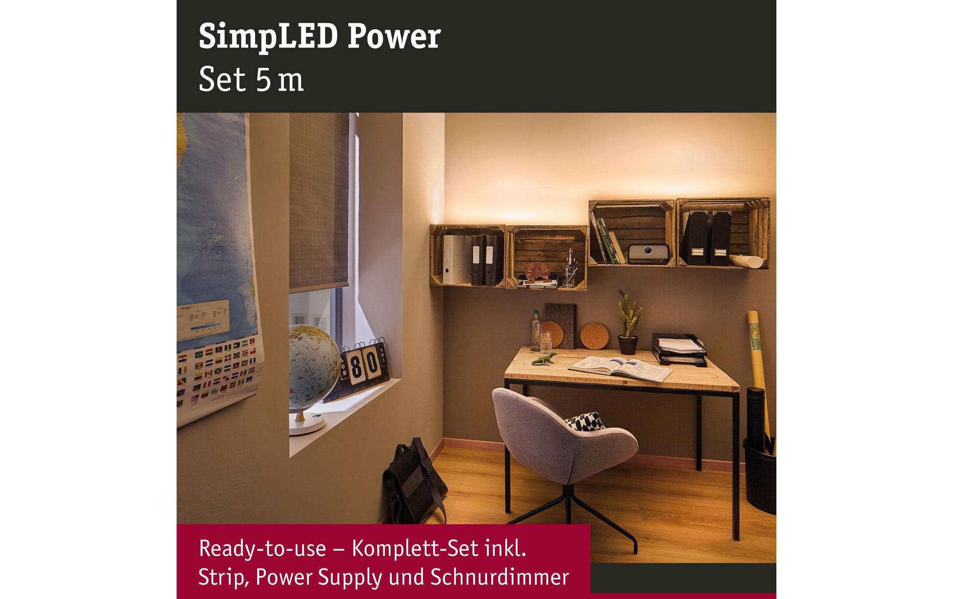 Paulmann LED-Strip – 5 m, 5500 lm, 50 W, 3000 K, dimmbar, weiss, mit Netzteil