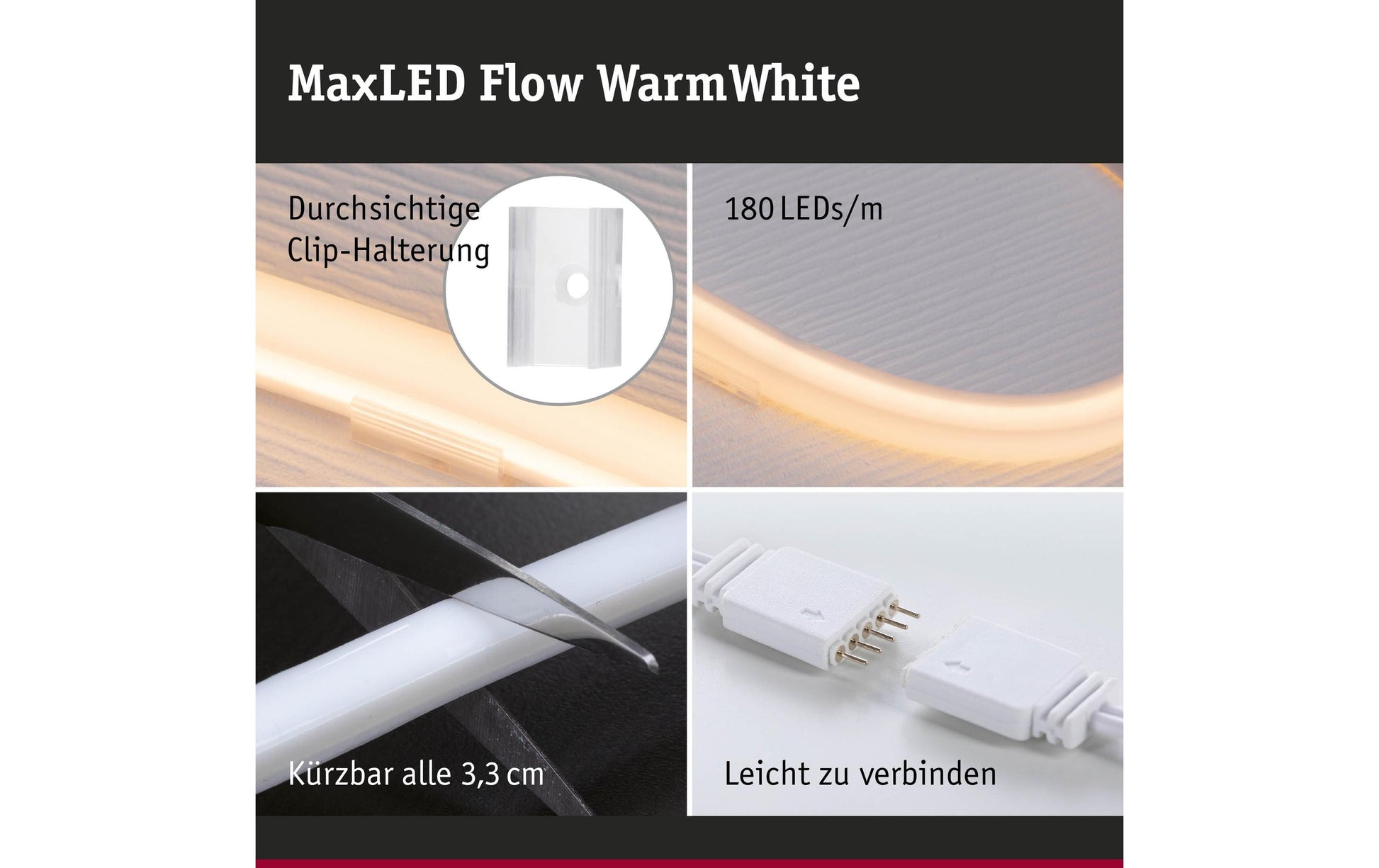 Paulmann LED-Strip – 5 m, 5000 lm, 62 W, 2700 K, dimmbar, inkl. Netzteil, weiss