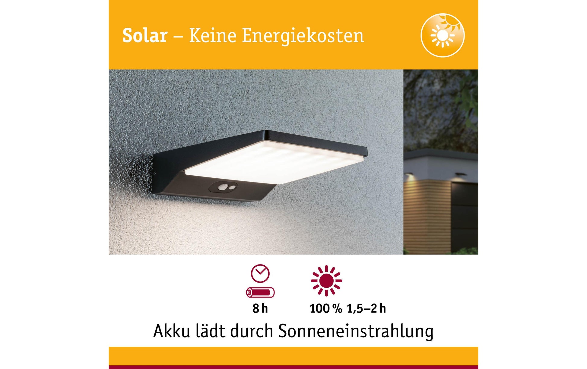 Paulmann Aussenwandleuchte – 3000 K – IP44 – Solarbetrieb – mit Bewegungsmelder – Anthrazit – Aluminium