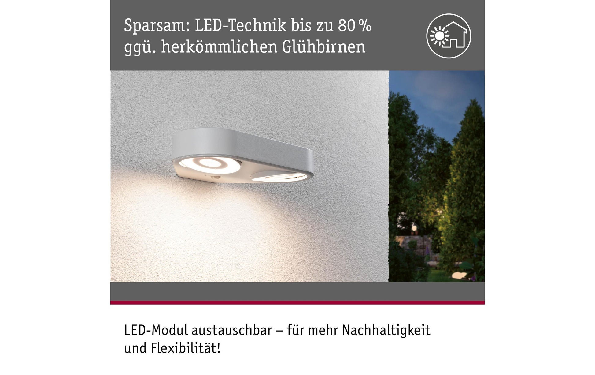 Paulmann Aussenwandleuchte – 8 W, Warmweiss, 3000 K, IP44, Netzbetrieb, mit Bewegungsmelder, Weiss, Aluminium