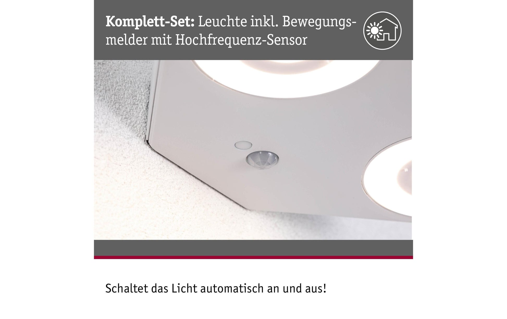 Paulmann Aussenwandleuchte – 8 W, Warmweiss, 3000 K, IP44, Netzbetrieb, mit Bewegungsmelder, Weiss, Aluminium