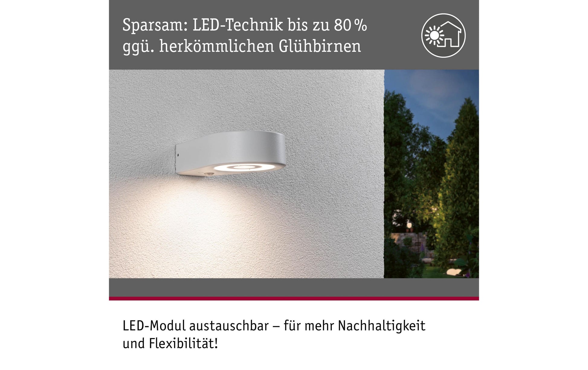 Paulmann Aussenwandleuchte – Warmweiss, 3000 K – IP44 – Netzbetrieb – mit Bewegungsmelder – Weiss, Aluminium