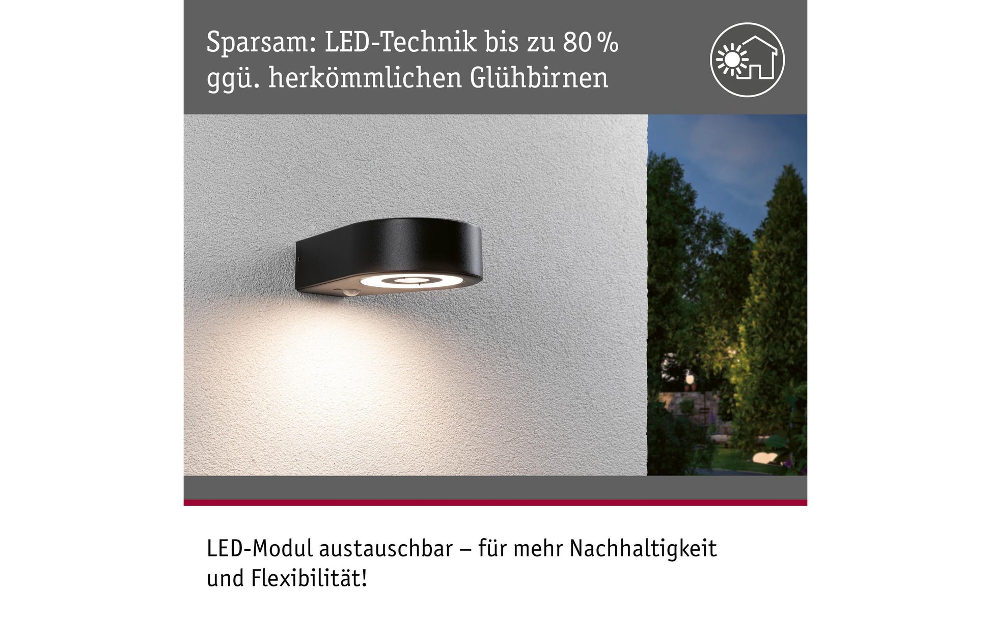 Paulmann Aussenwandleuchte – 3000 K – IP44 – Netzbetrieb – mit Bewegungsmelder – Anthrazit, Aluminium