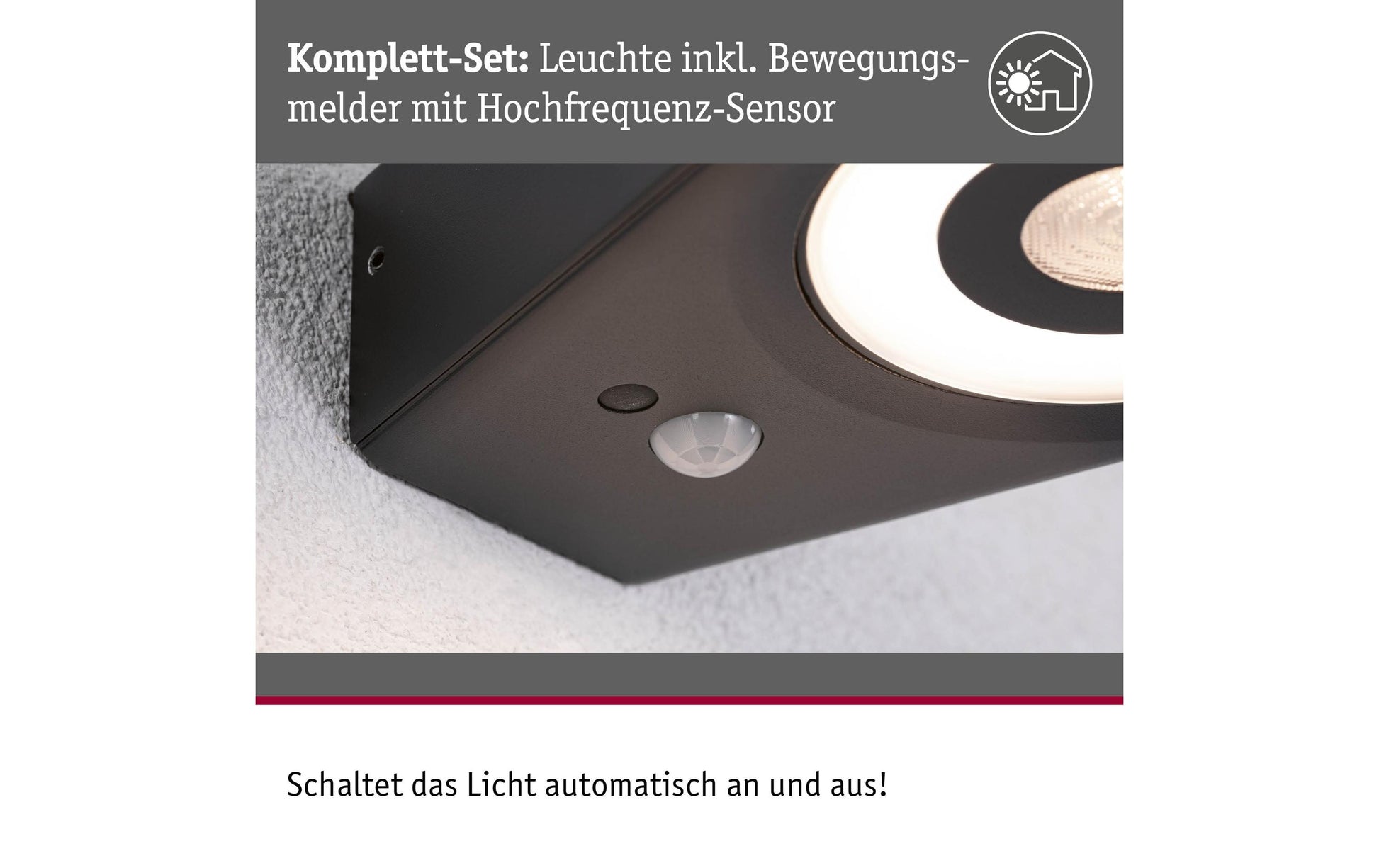 Paulmann Aussenwandleuchte – 3000 K – IP44 – Netzbetrieb – mit Bewegungsmelder – Anthrazit, Aluminium