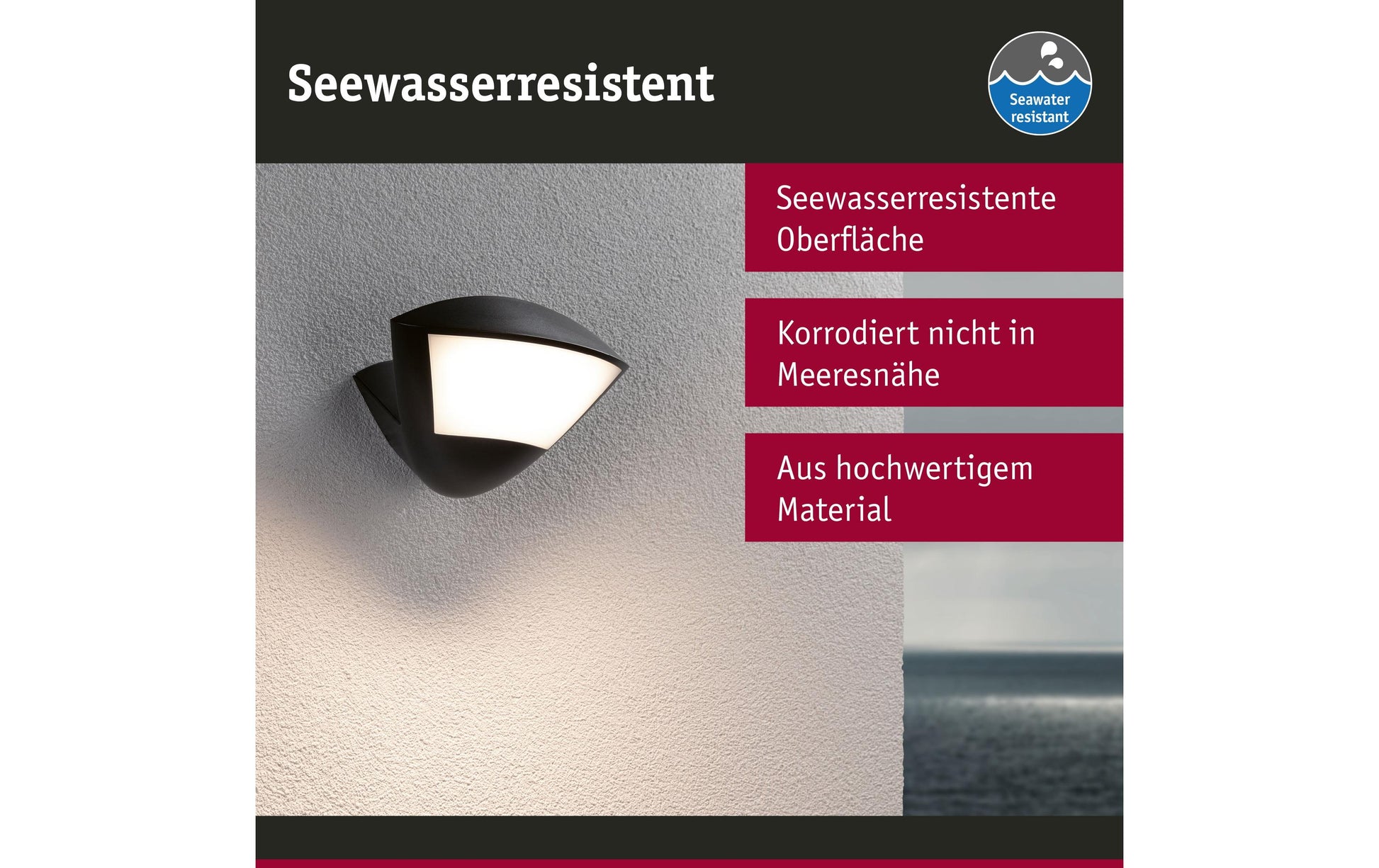 Paulmann Aussenwandleuchte – IP44 – Netzbetrieb – für ZigBee 3.0 – mit Bewegungsmelder – Anthrazit, Aluminium