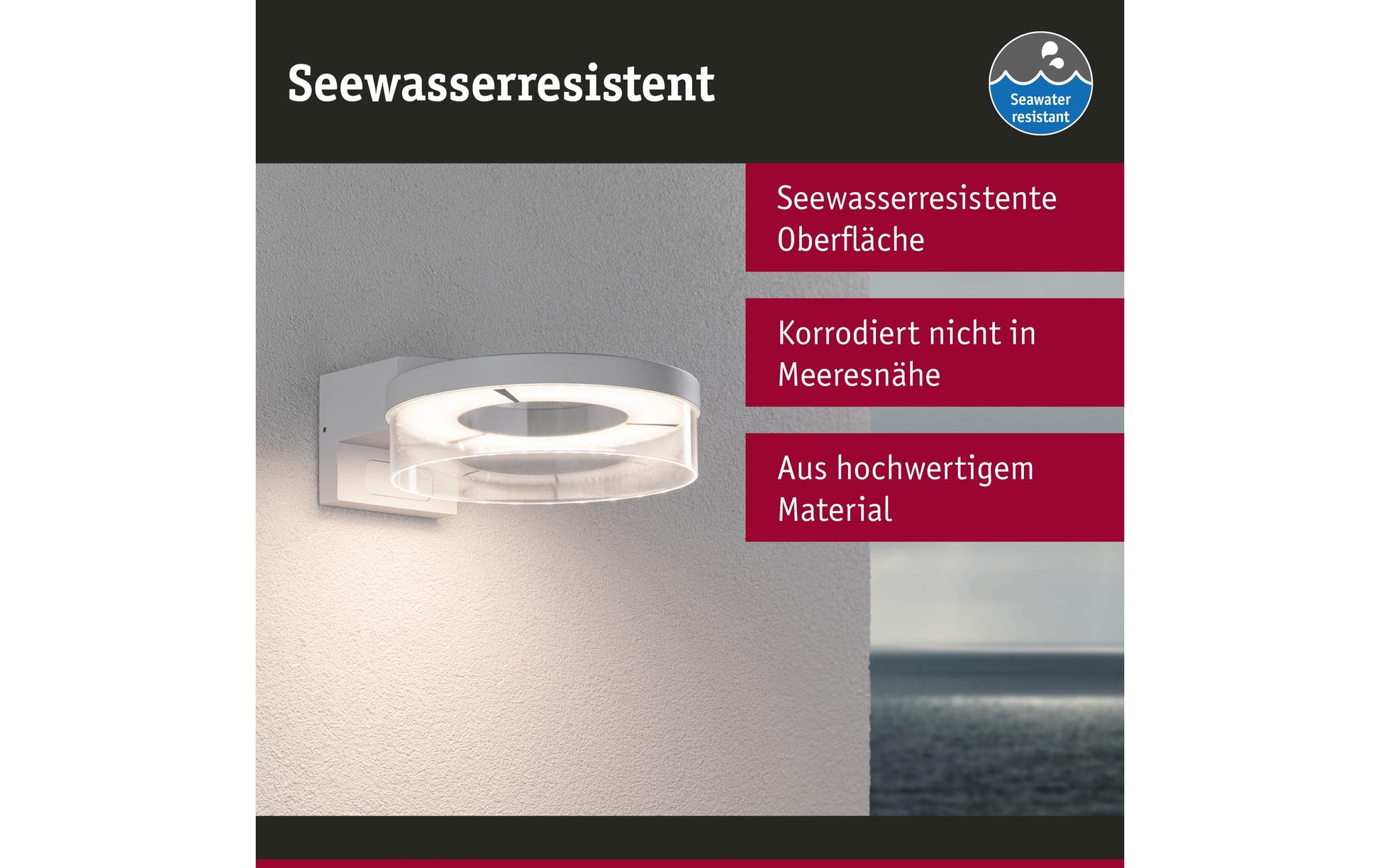 Paulmann Aussenwandleuchte – Warmweiss, 3000 K – IP44 – Netzbetrieb – mit Bewegungsmelder – Weiss – Aluminium