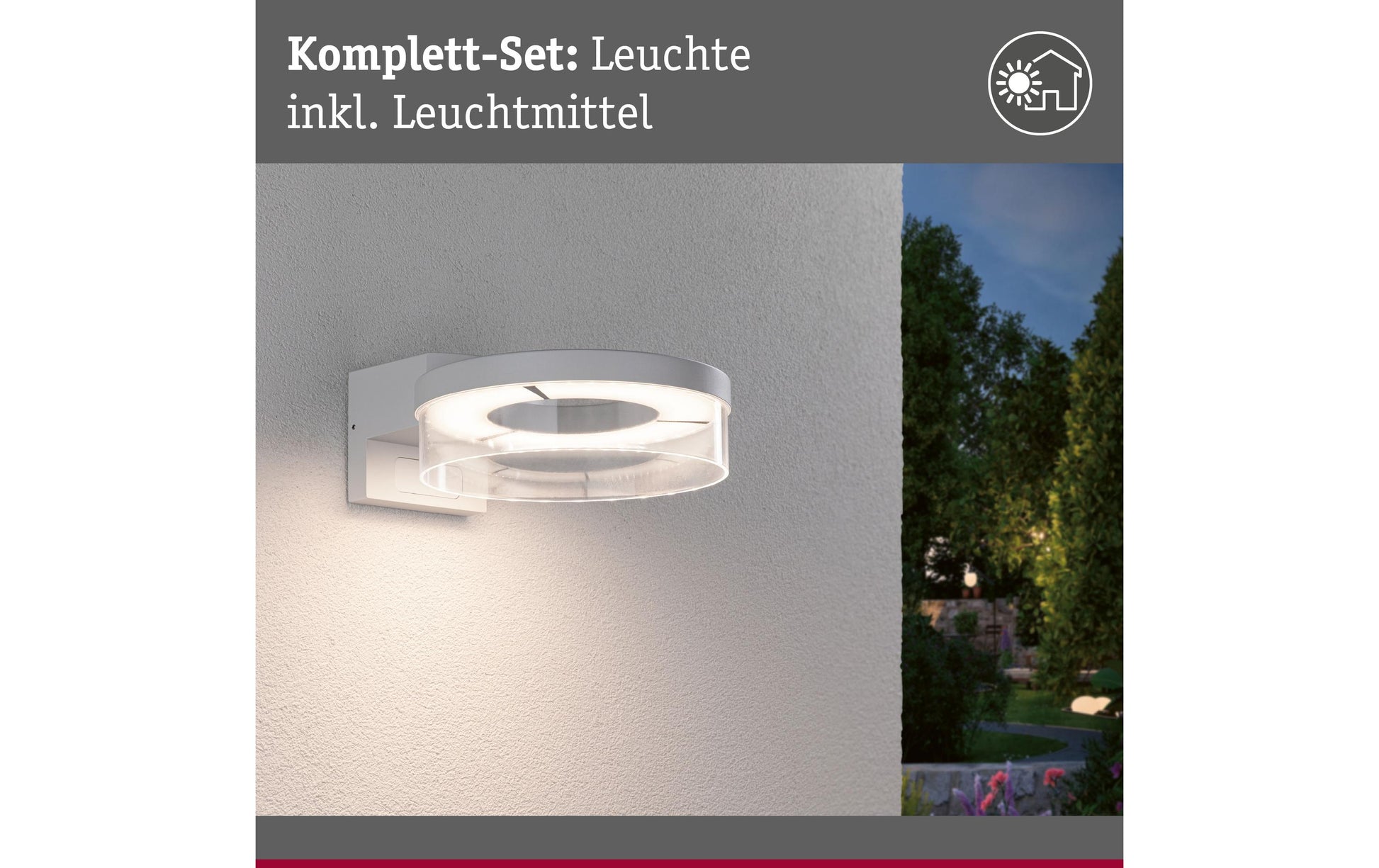 Paulmann Aussenwandleuchte – Warmweiss, 3000 K – IP44 – Netzbetrieb – mit Bewegungsmelder – Weiss – Aluminium