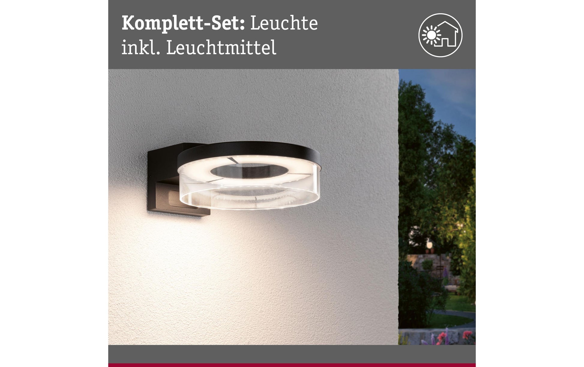 Paulmann Aussenwandleuchte – 3000 K – IP44 – Netzbetrieb – mit Bewegungsmelder – Anthrazit – Aluminium