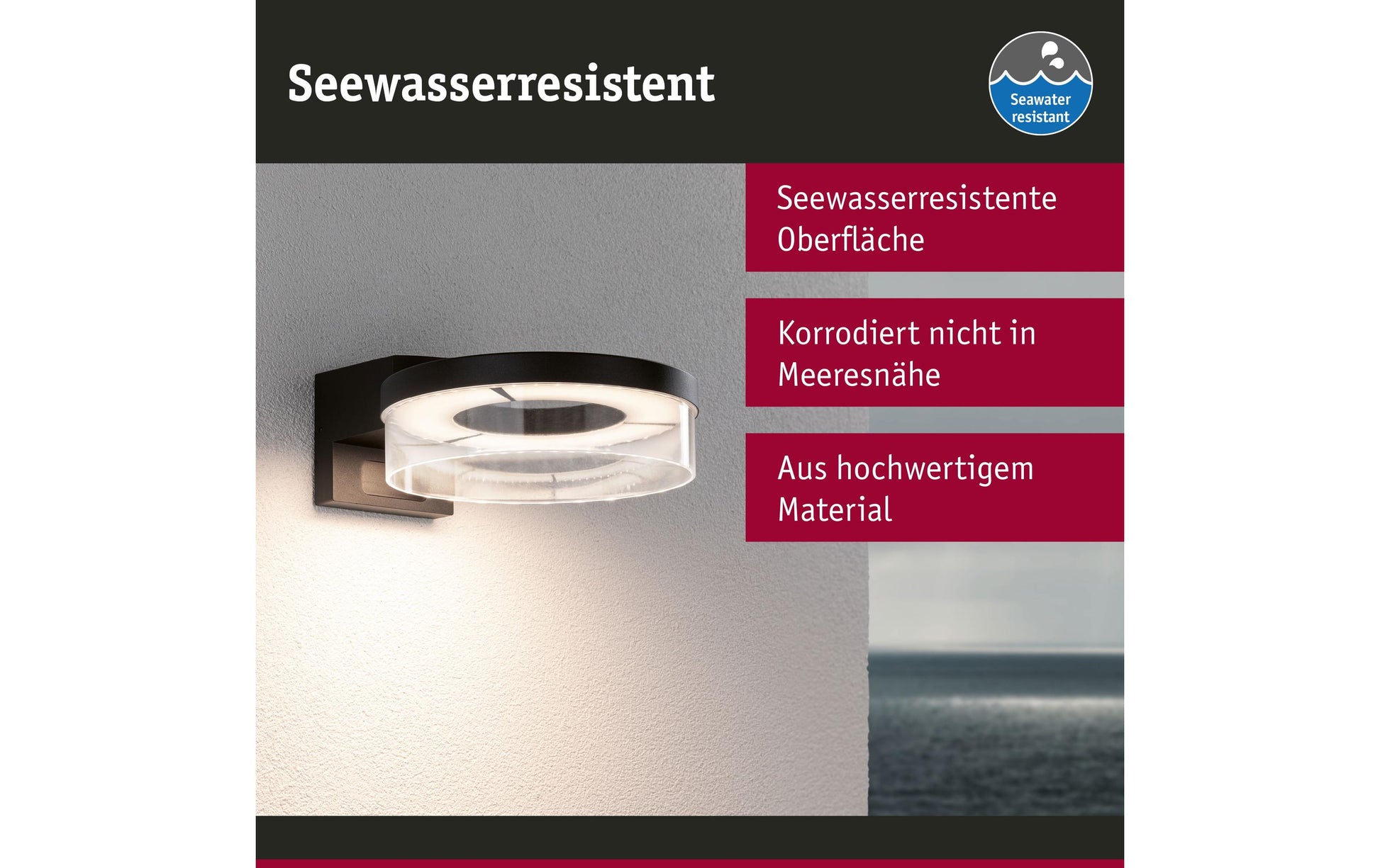 Paulmann Aussenwandleuchte – 3000 K – IP44 – Netzbetrieb – mit Bewegungsmelder – Anthrazit – Aluminium
