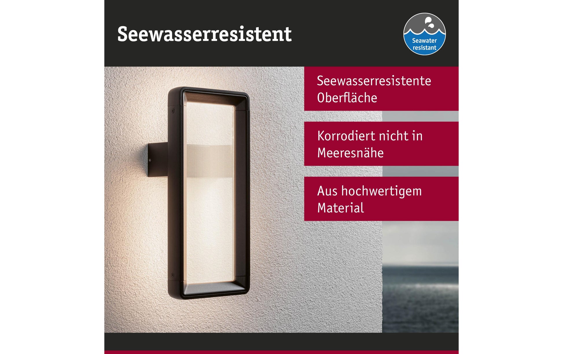Paulmann Aussenwandleuchte – Warmweiss, 3000 K – IP44 – Netzbetrieb – mit Bewegungsmelder – Anthrazit – Metall