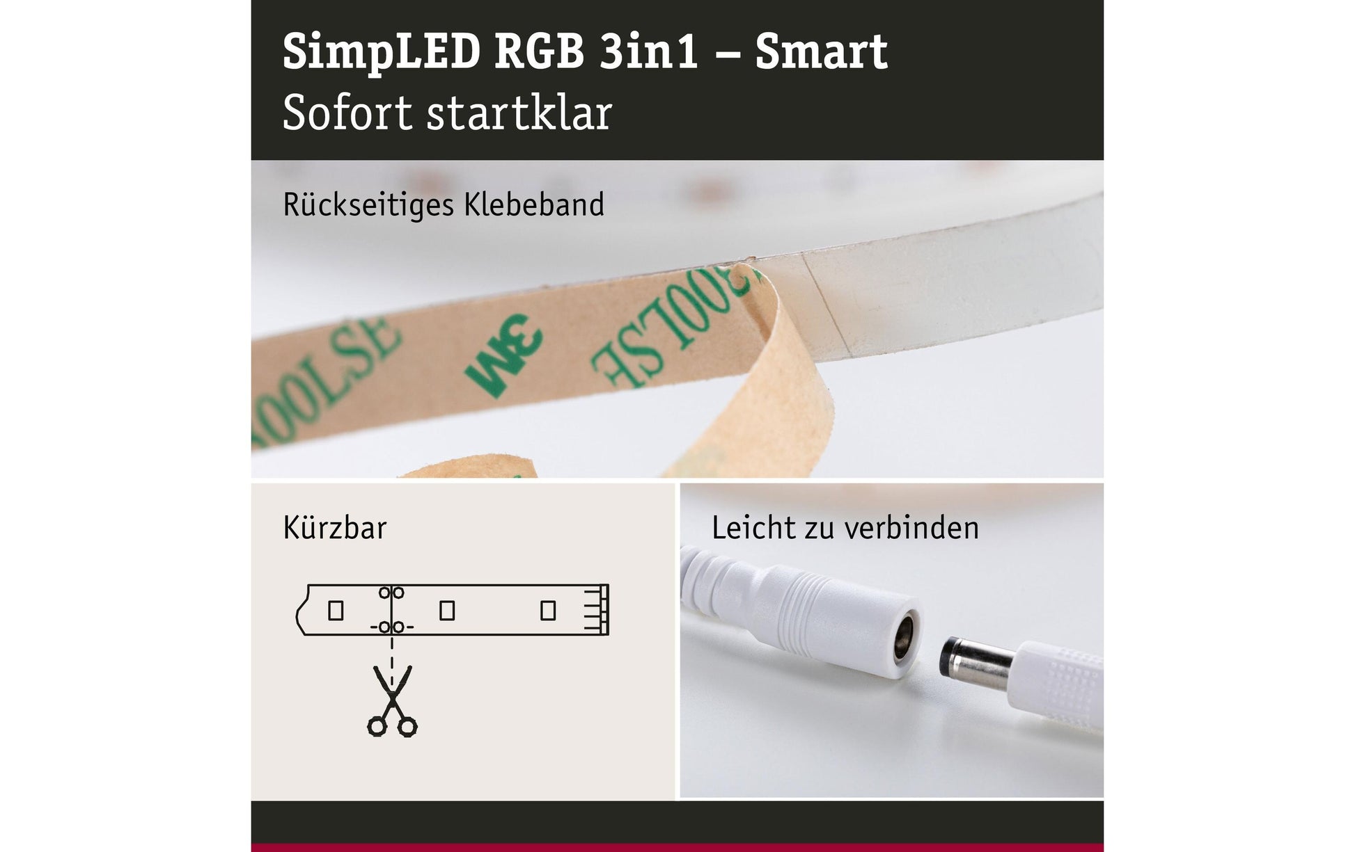 Paulmann LED-Strip SimpLED – Komplettset, 5 m, 450 lm, 20 W, RGB, dimmbar, ZigBee 3.0, weiss, Fernbedienung