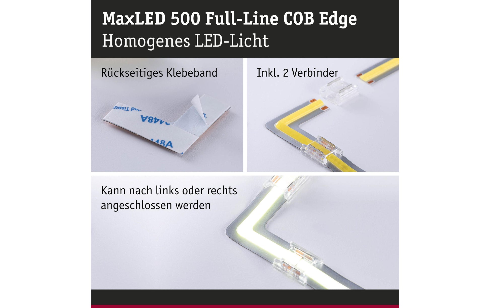 Paulmann LED-Strip 0,03 m – Warmweiss 2700 K, 25 lm, 0,3 W – IP20 – Silber, Kunststoff