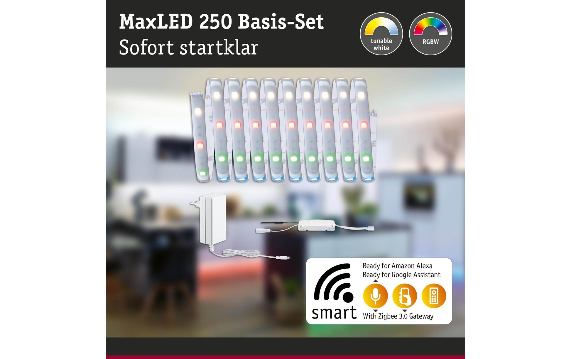 Paulmann LED-Streifen Aussen – Netzbetrieb – Zigbee, Alexa, Google – inkl. Netzteil – Silber – Kunststoff