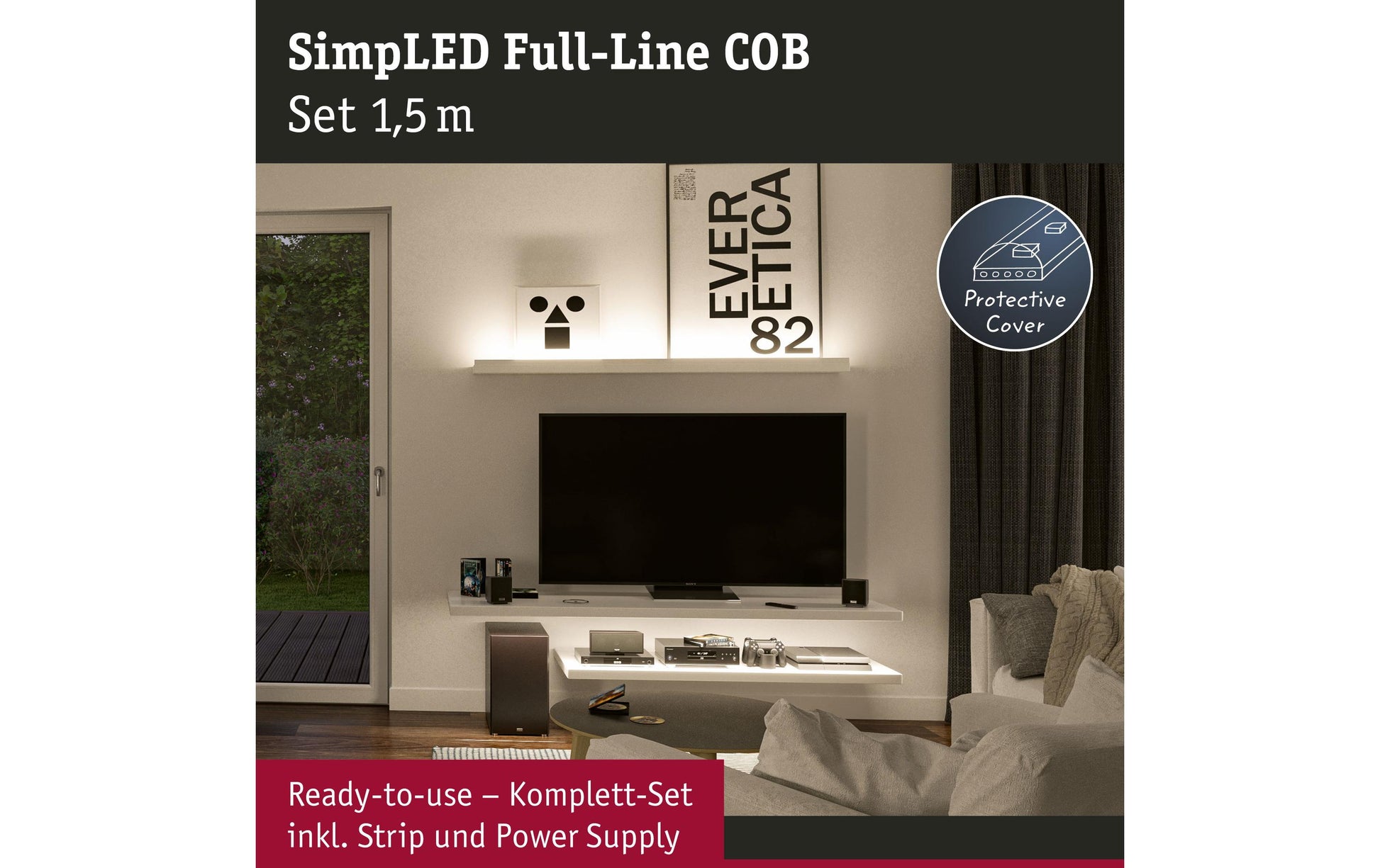 Paulmann LED-Strip – 1,5 m, 750 lm, 7 W, 3000 K, weiss, inkl. Netzteil