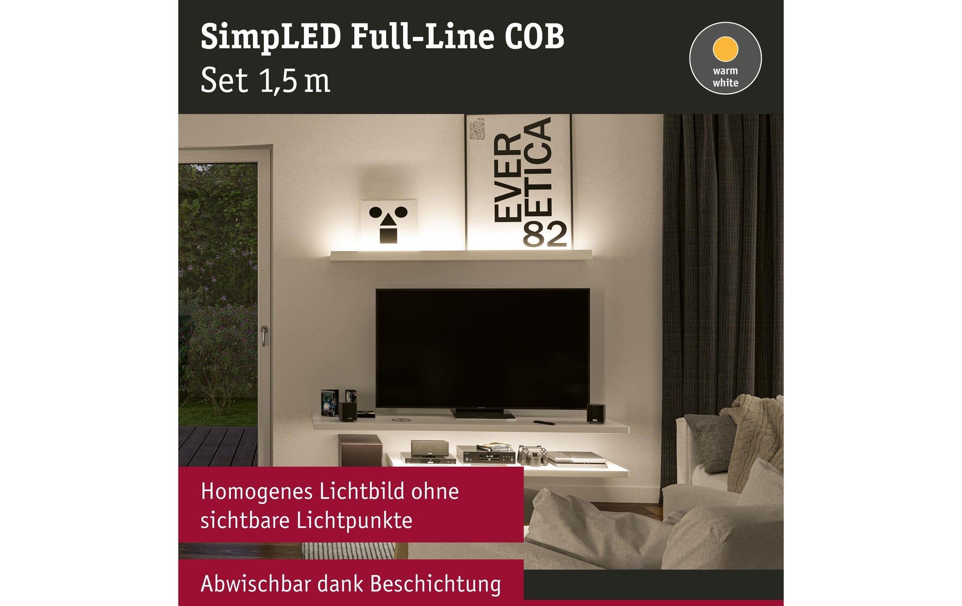 Paulmann LED-Strip – 1,5 m, 750 lm, 7 W, 3000 K, weiss, inkl. Netzteil