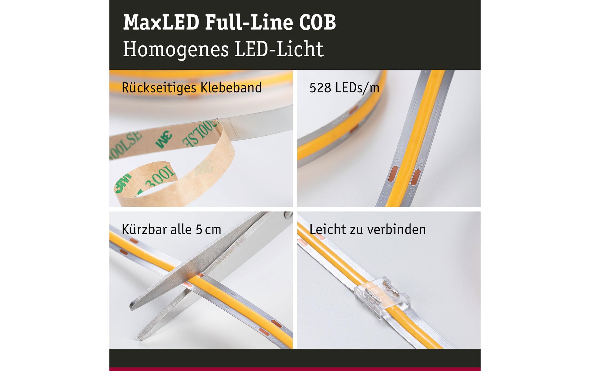 Paulmann LED-Strip 2,5 m – Warmweiss, 2700 lm, 30 W – IP20 – 1 Stk. – Silber