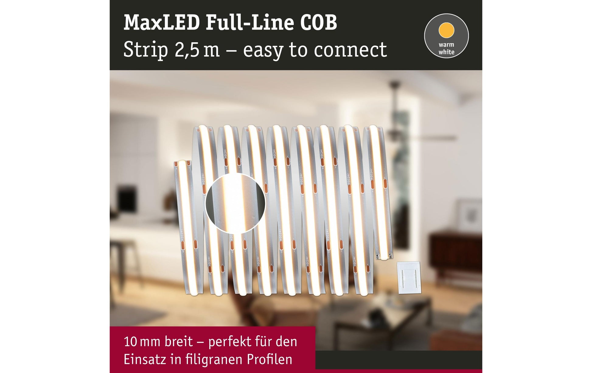 Paulmann LED-Strip 2,5 m – Warmweiss, 2700 lm, 30 W – IP20 – 1 Stk. – Silber