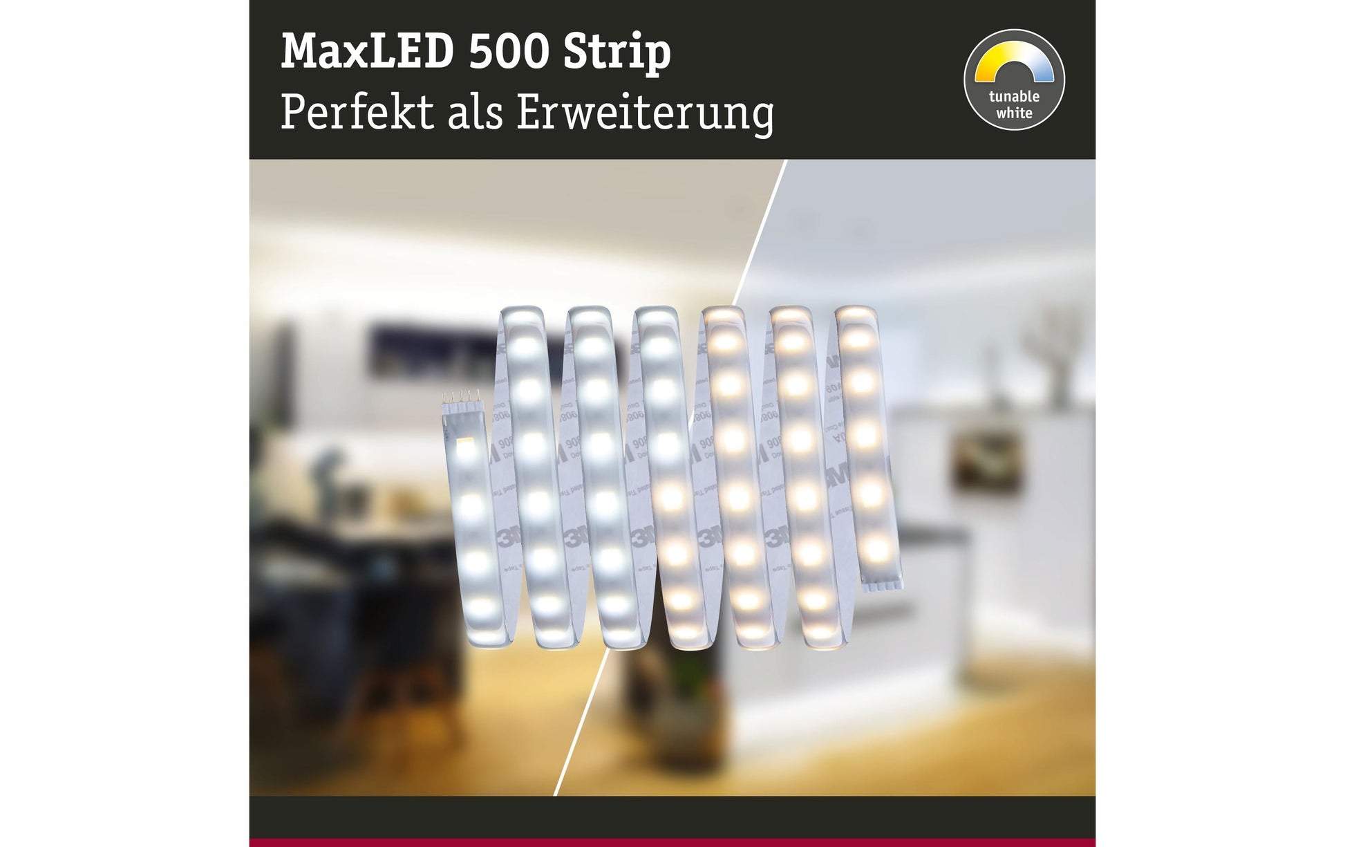 Paulmann LED-Strip MaxLED 500 – 2,5 m, 1375 lm, 16 W, 2700–6500 K, dimmbar, IP44, silber, beschichtet