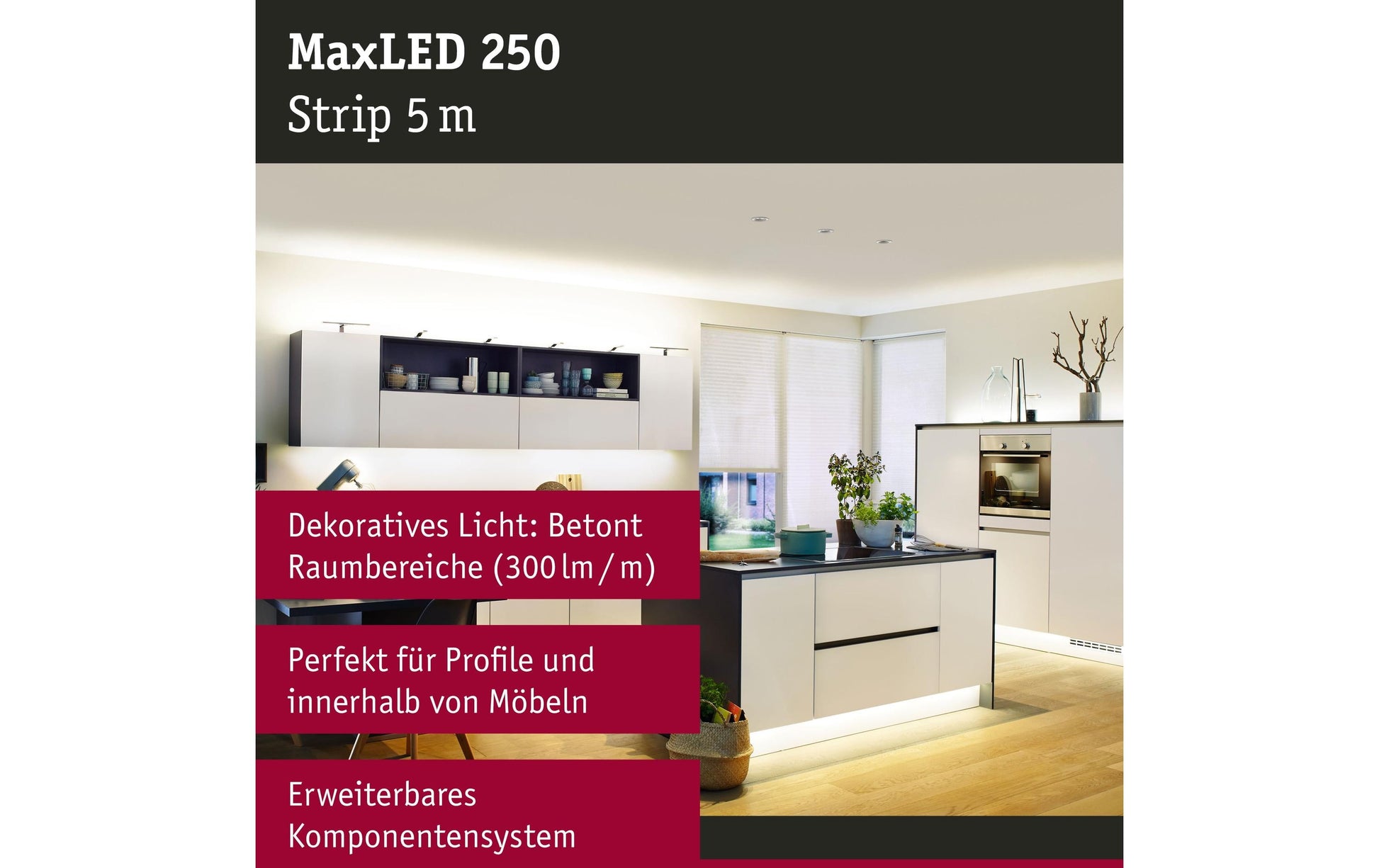 Paulmann LED-Strip 5 m – Warmweiss 2700 K, 1500 lm, 20 W – IP20 – 1 Stk. – Weiss