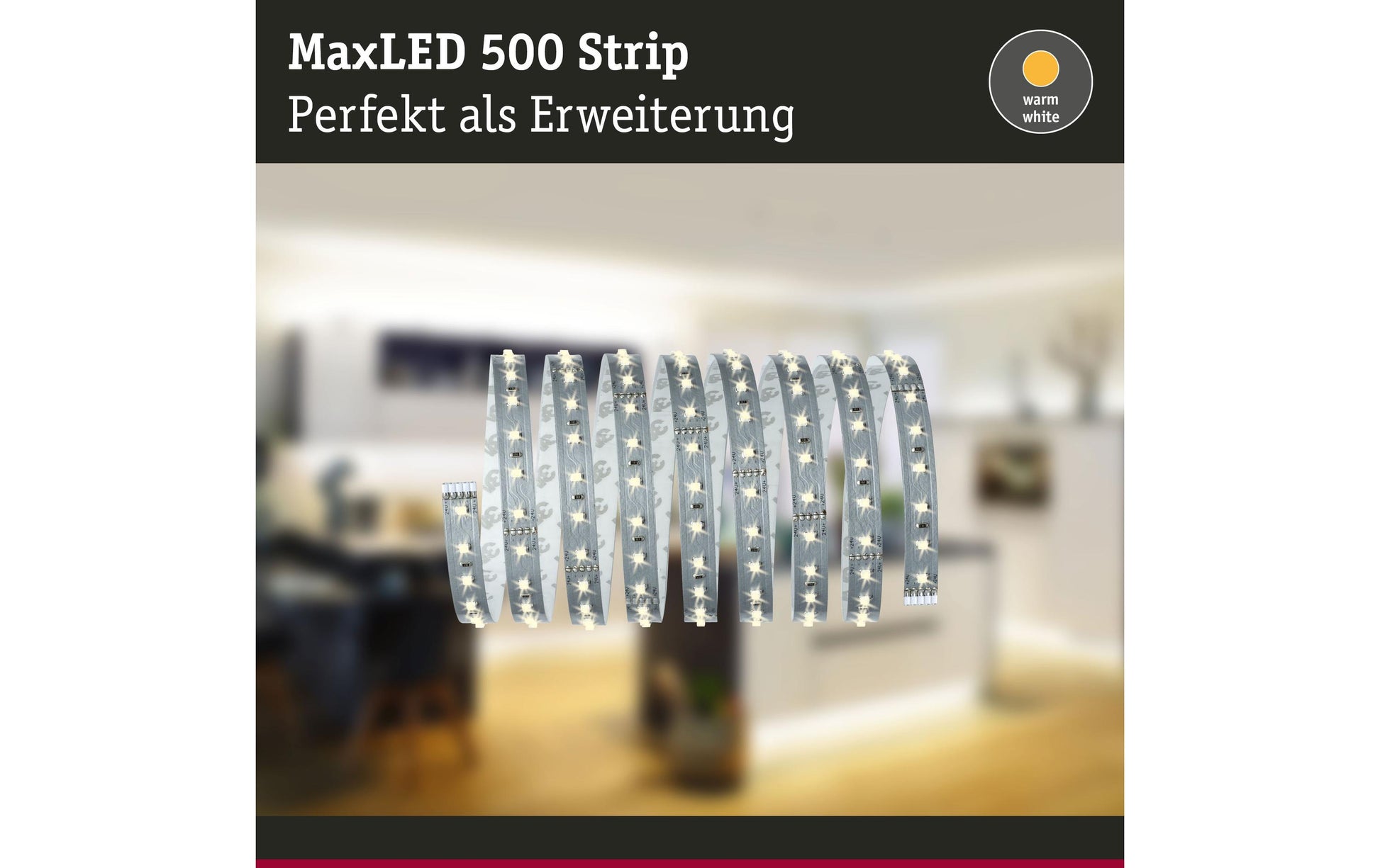 Paulmann LED-Strip 2,5 m – Warmweiss, 1375 lm, 17,5 W – 1 Stk. – Weiss