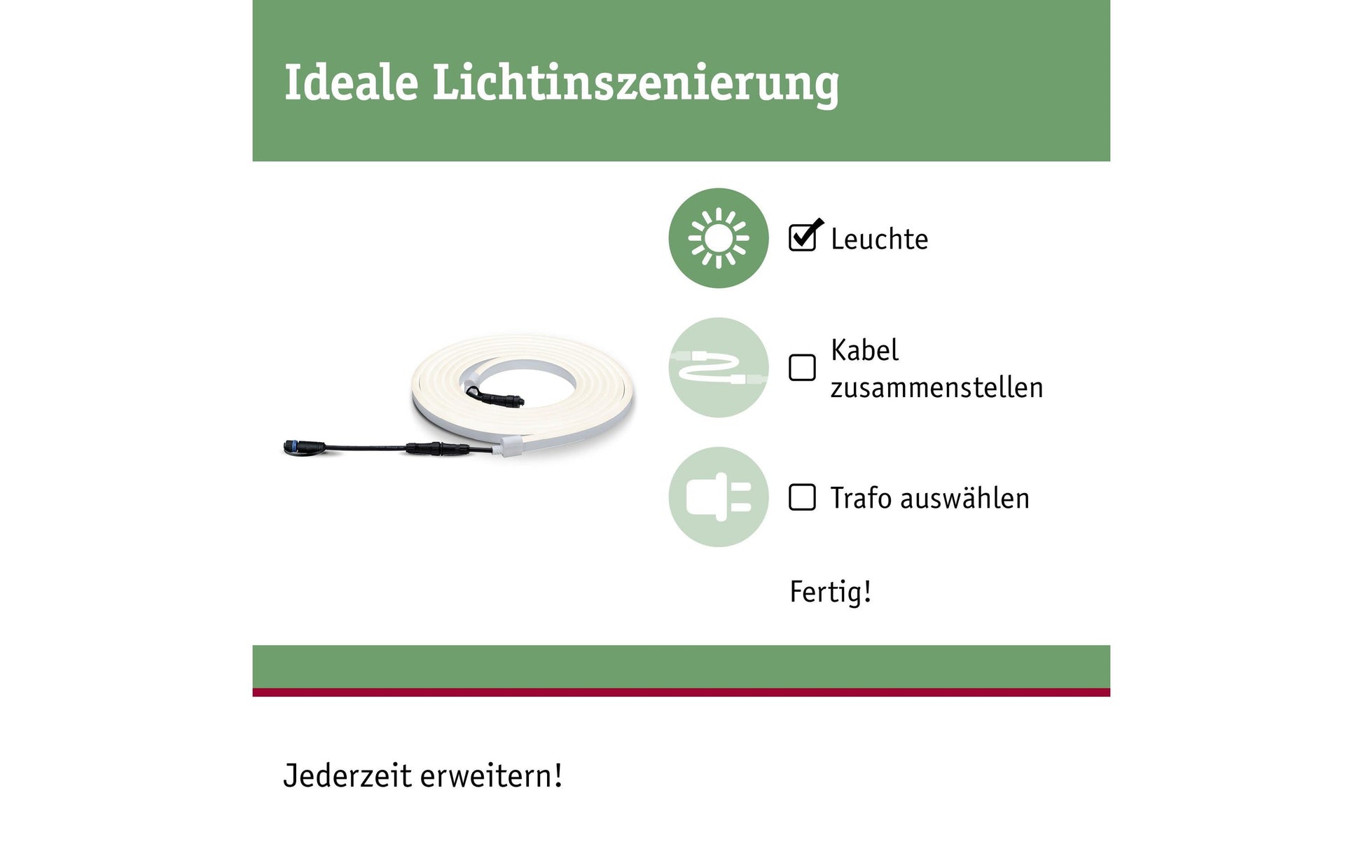 Paulmann LED-Streifen Aussen – 3250 lm, 31 W – Warmweiss, 3000 K – IP67 – Netzbetrieb – Weiss, Kunststoff
